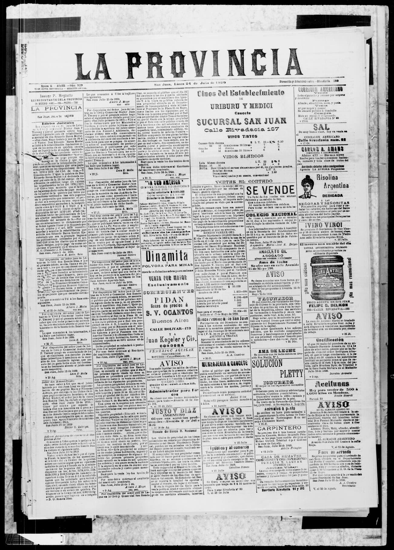 Portada · 24 de Julio de 1899