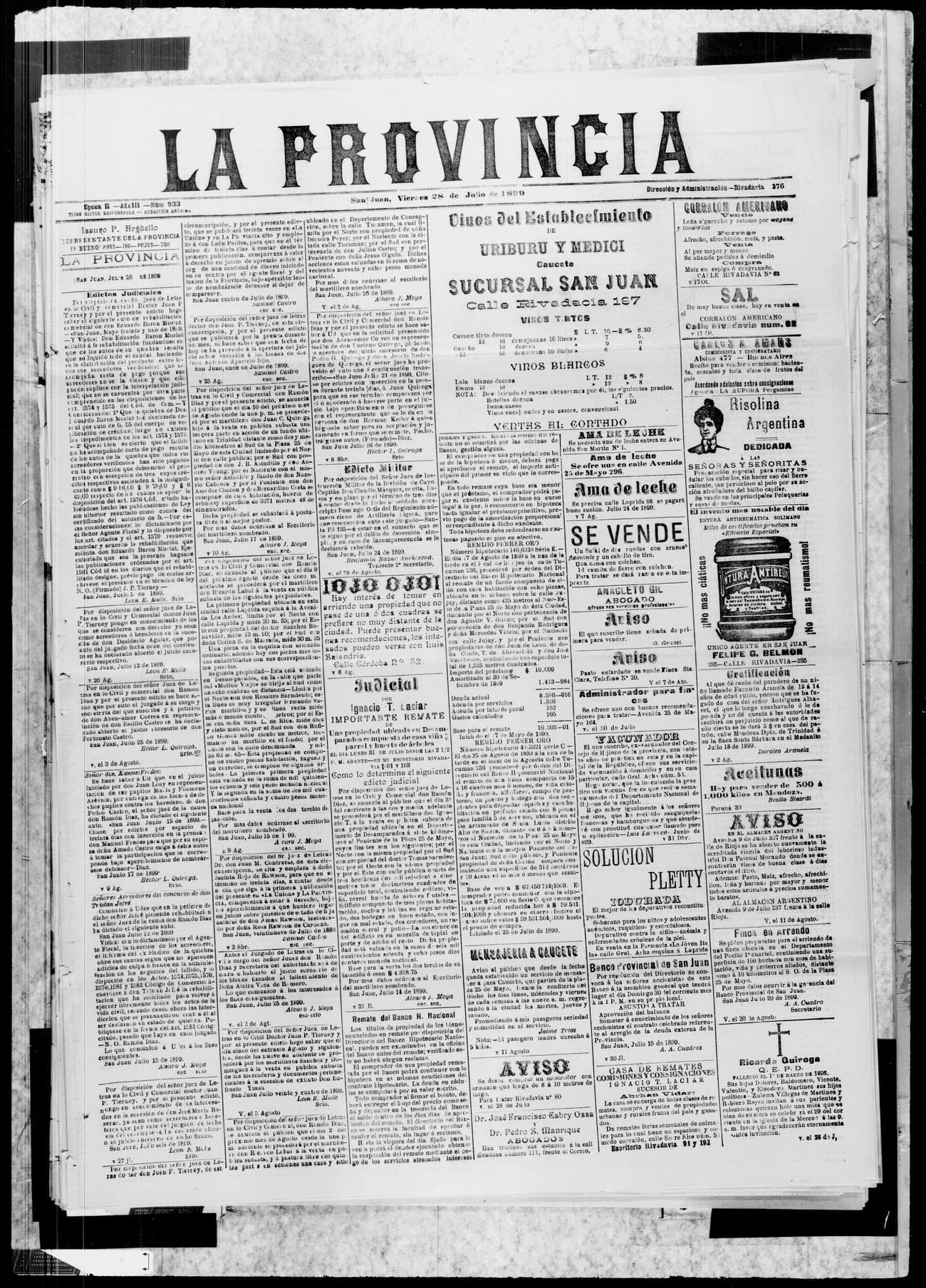 Portada · 28 de Julio de 1899