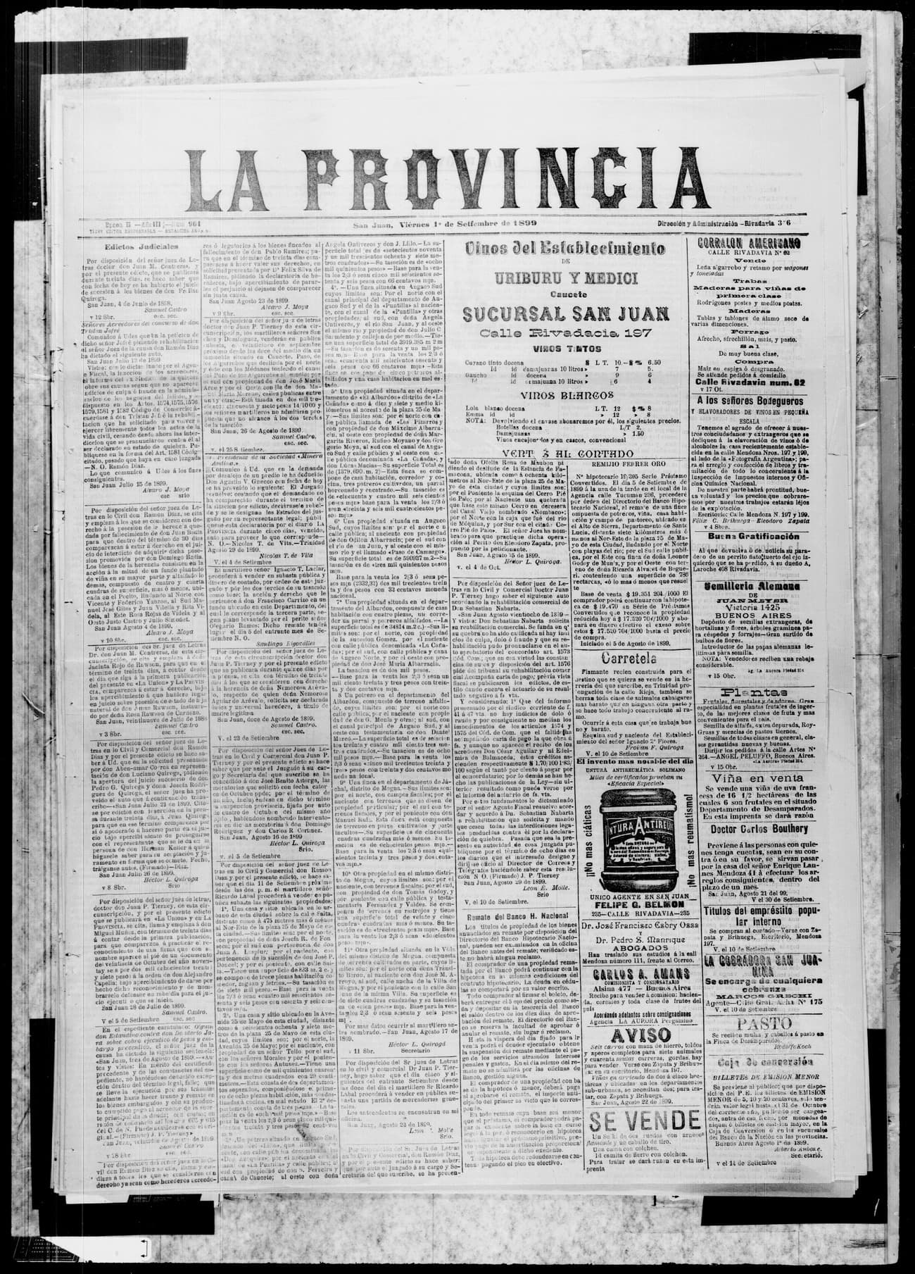 Portada · 1 de Septiembre de 1899
