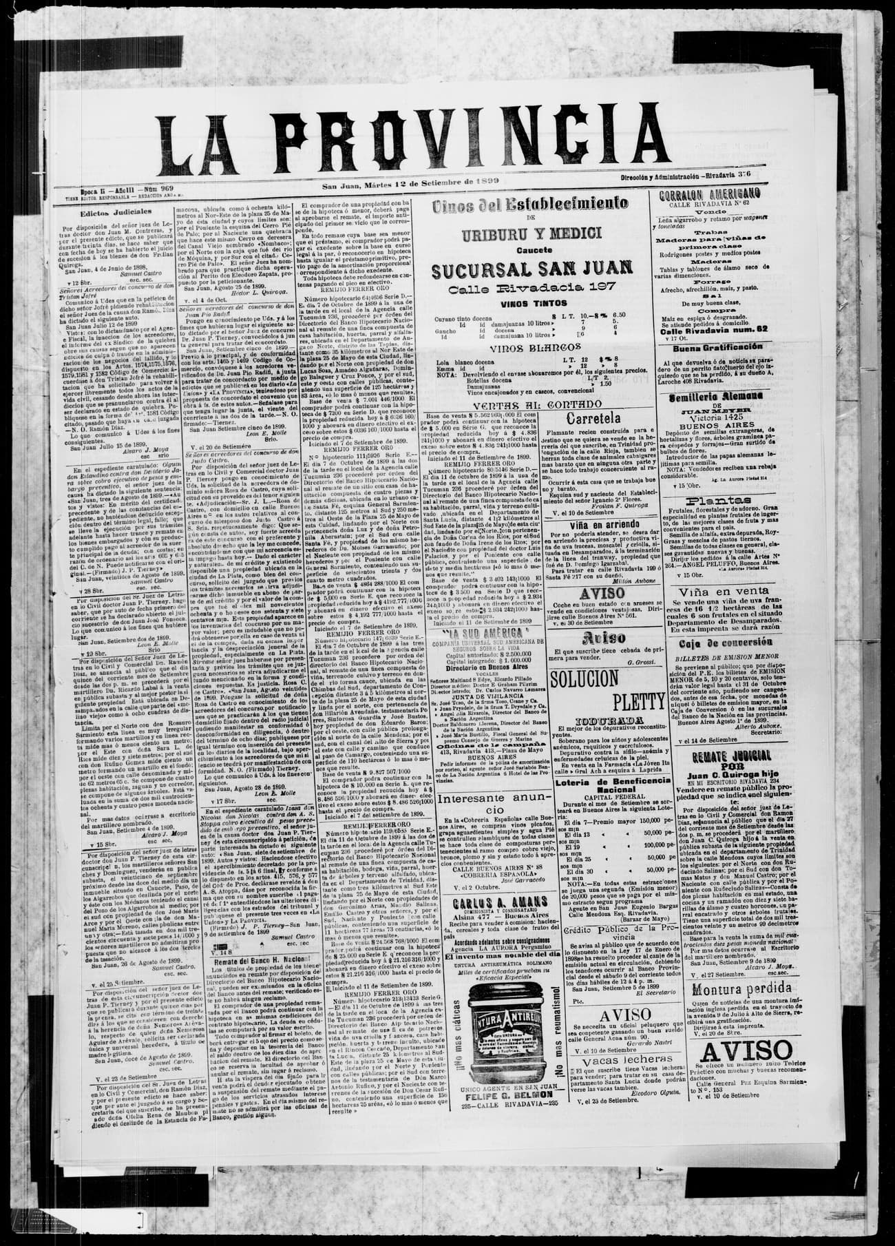 Portada · 12 de Septiembre de 1899