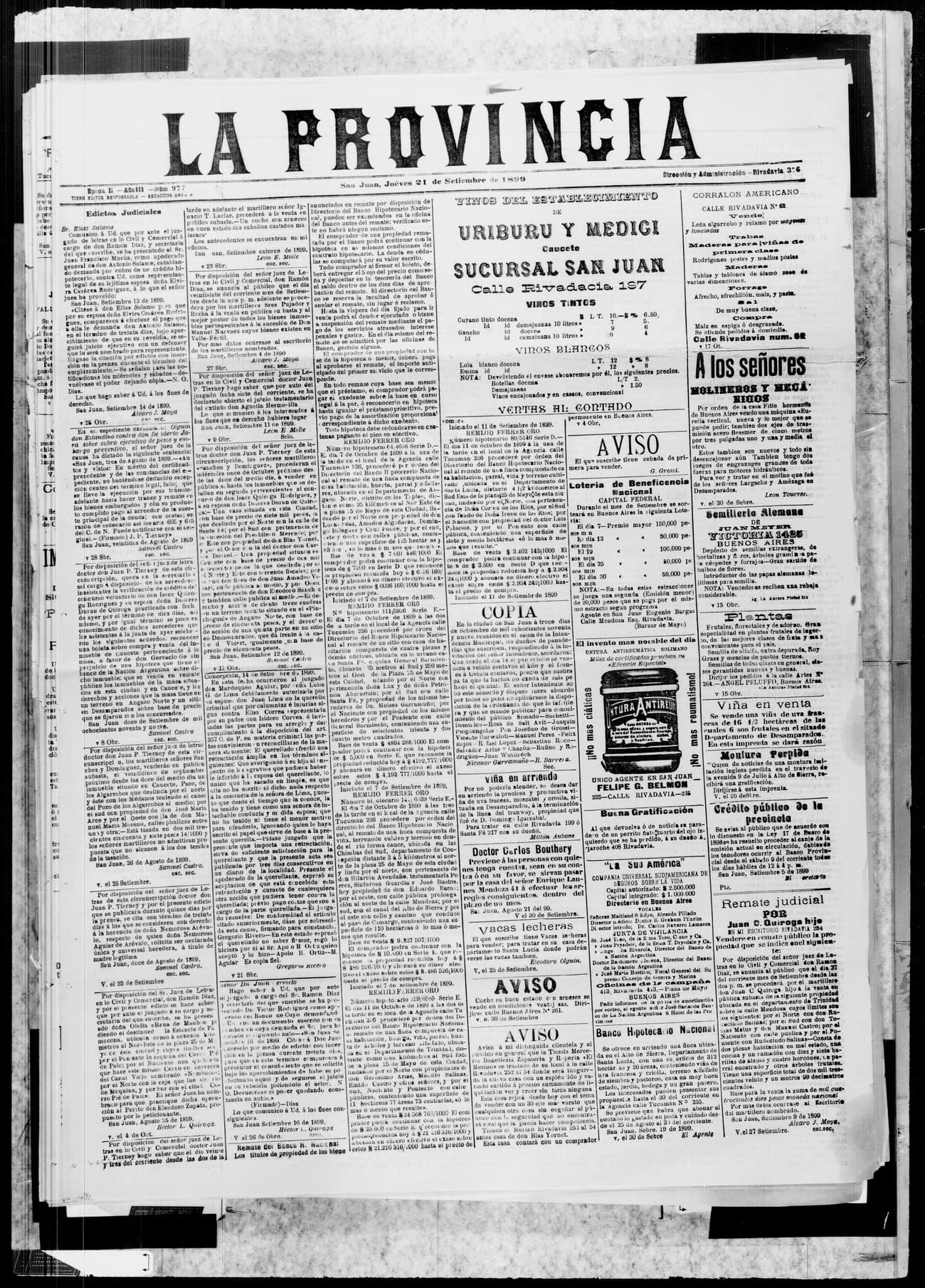 Portada · 21 de Septiembre de 1899