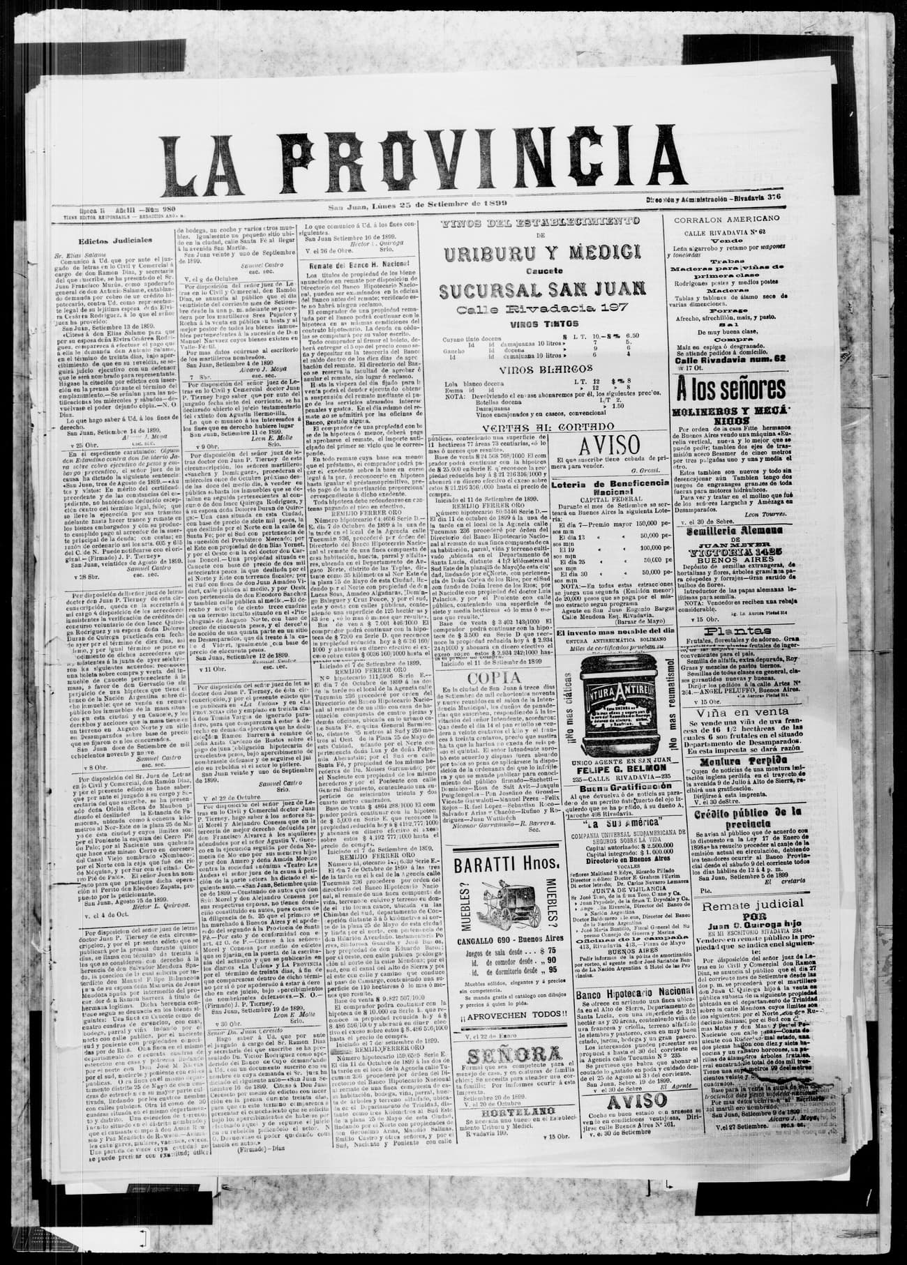 Portada · 25 de Septiembre de 1899