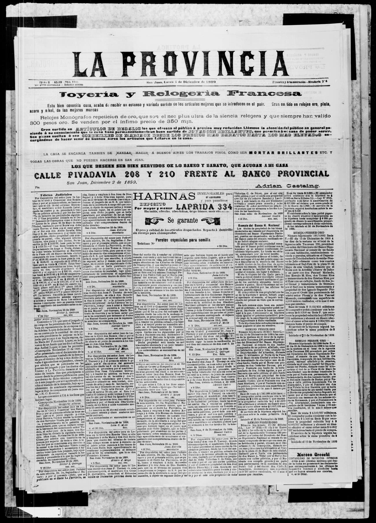 Portada · 4 de Diciembre de 1899