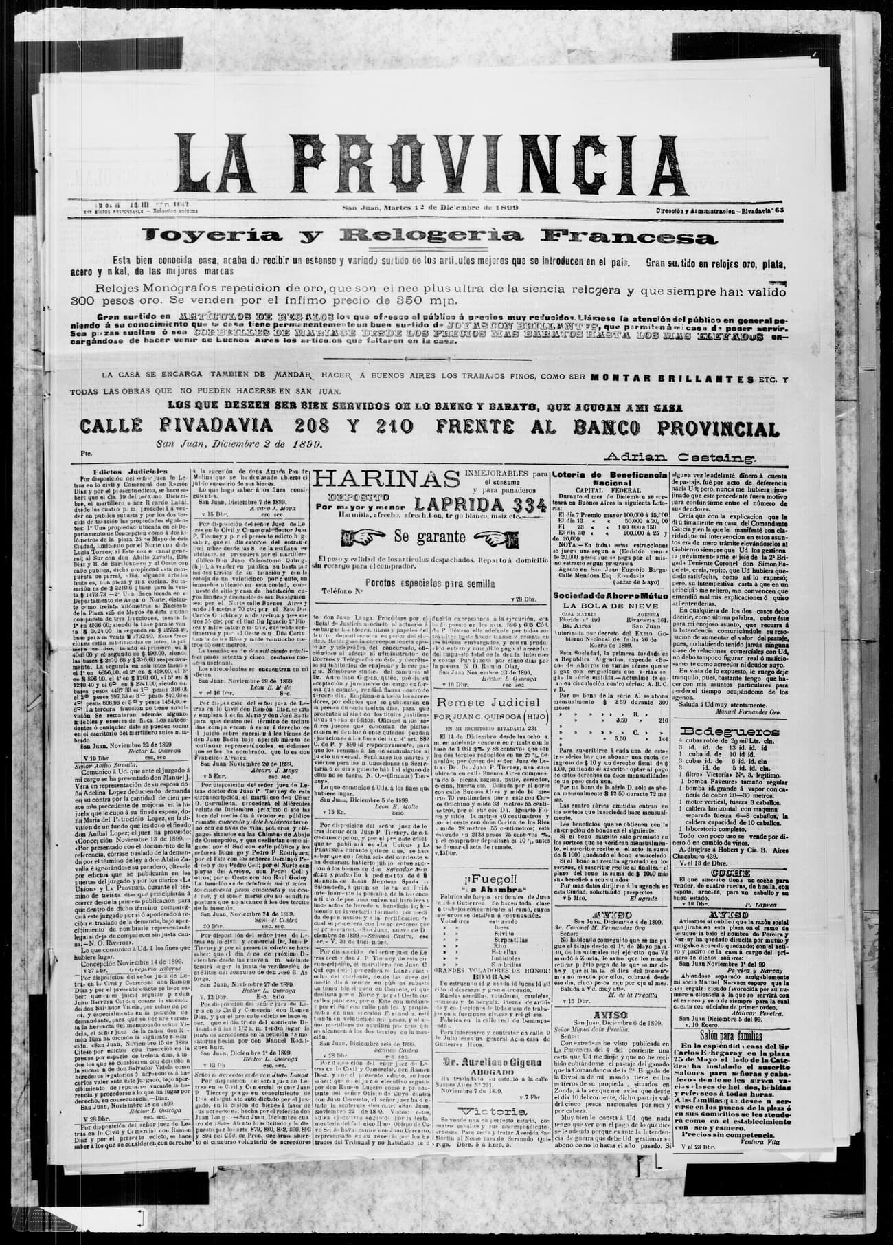 Portada · 12 de Diciembre de 1899