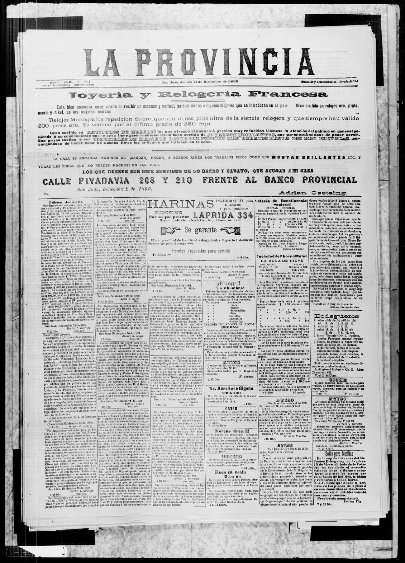 Portada · 14 de Diciembre de 1899