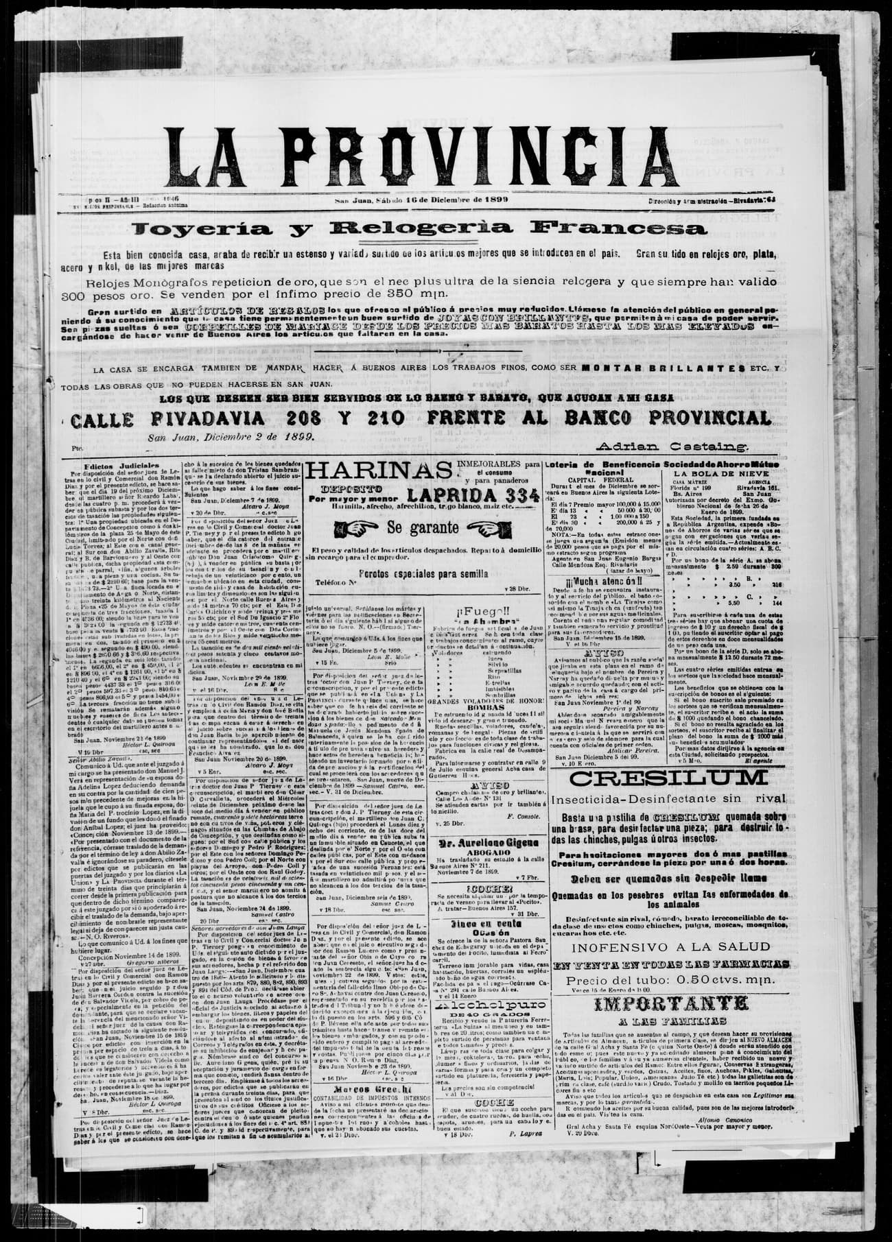 Portada · 16 de Diciembre de 1899