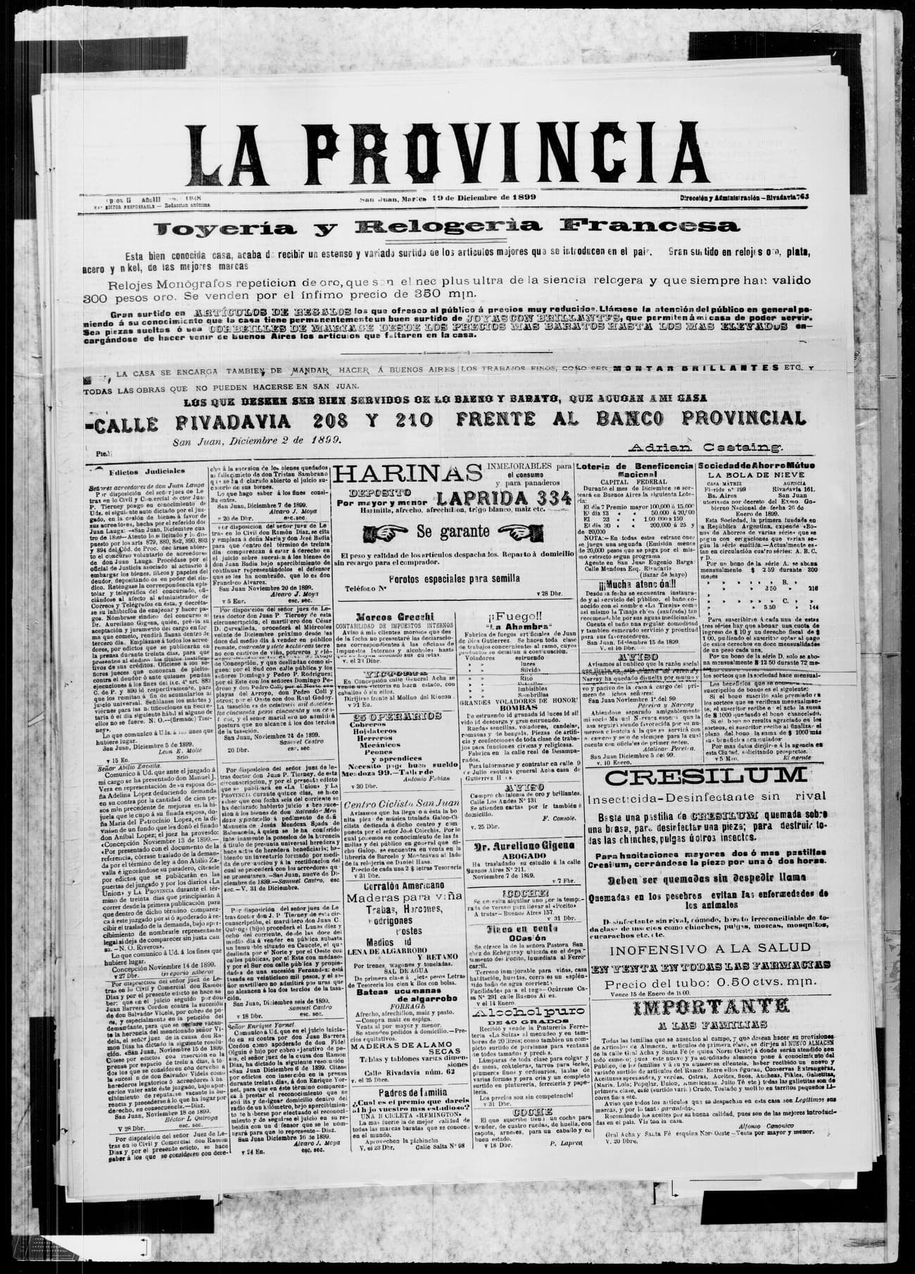 Portada · 19 de Diciembre de 1899