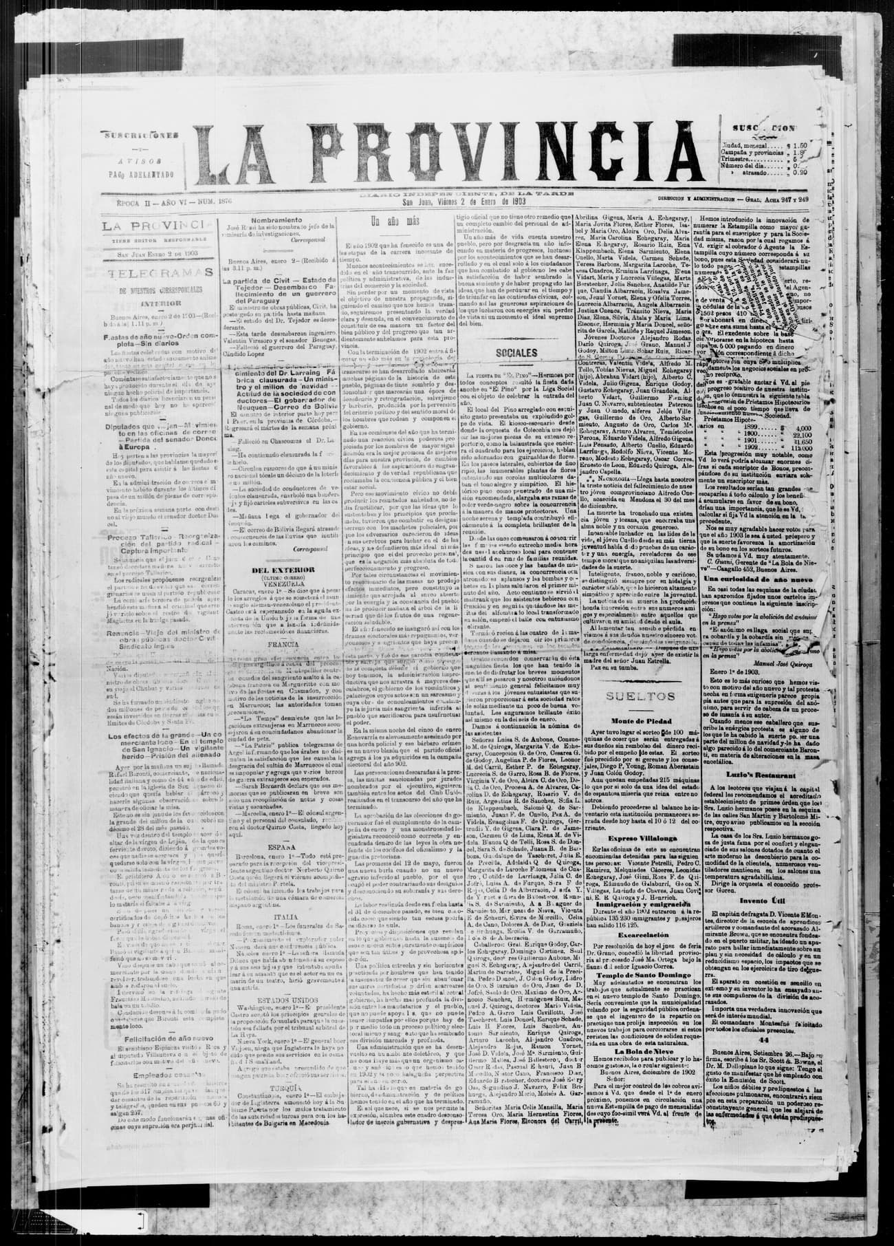 Portada · 2 de Enero de 1903