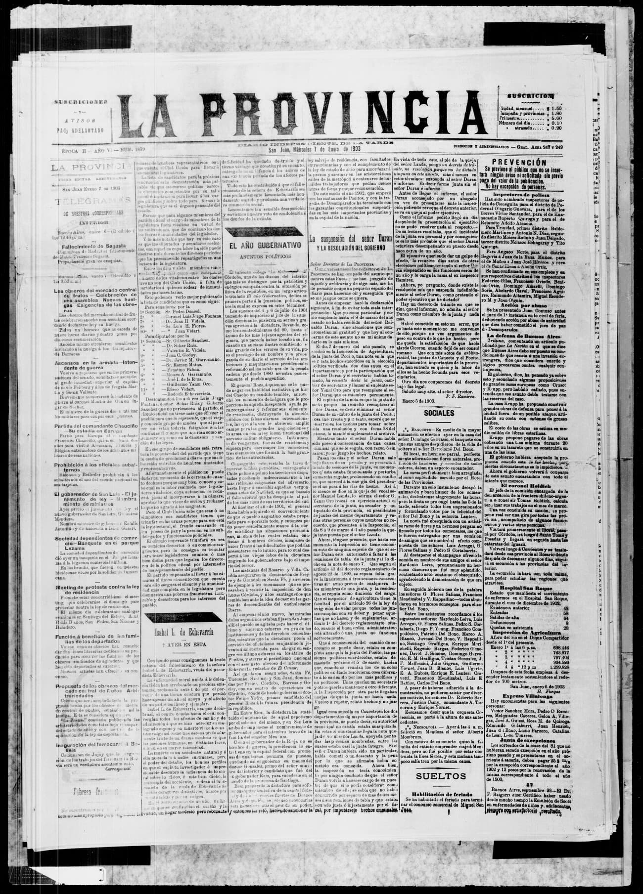 Portada · 7 de Enero de 1903
