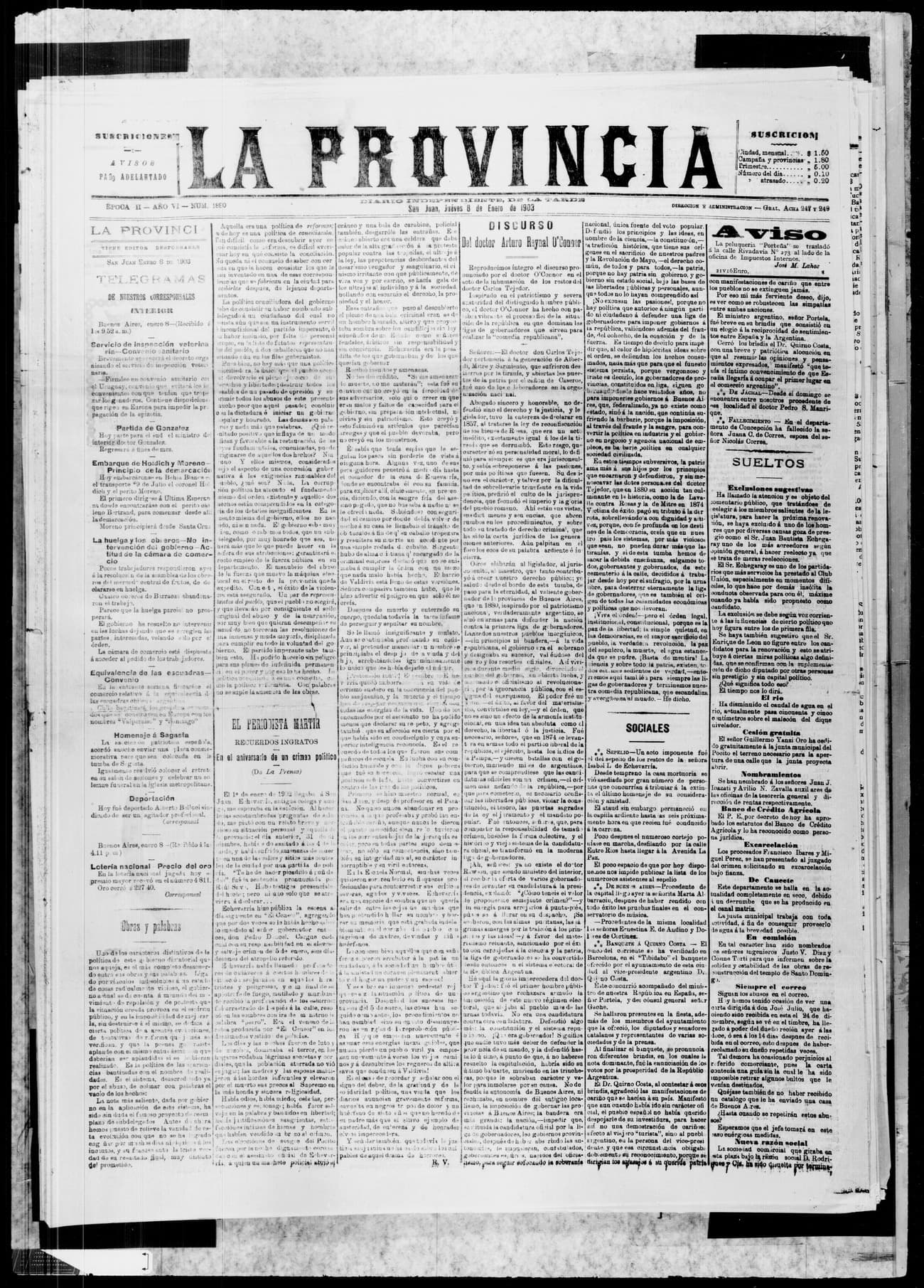 Portada · 8 de Enero de 1903