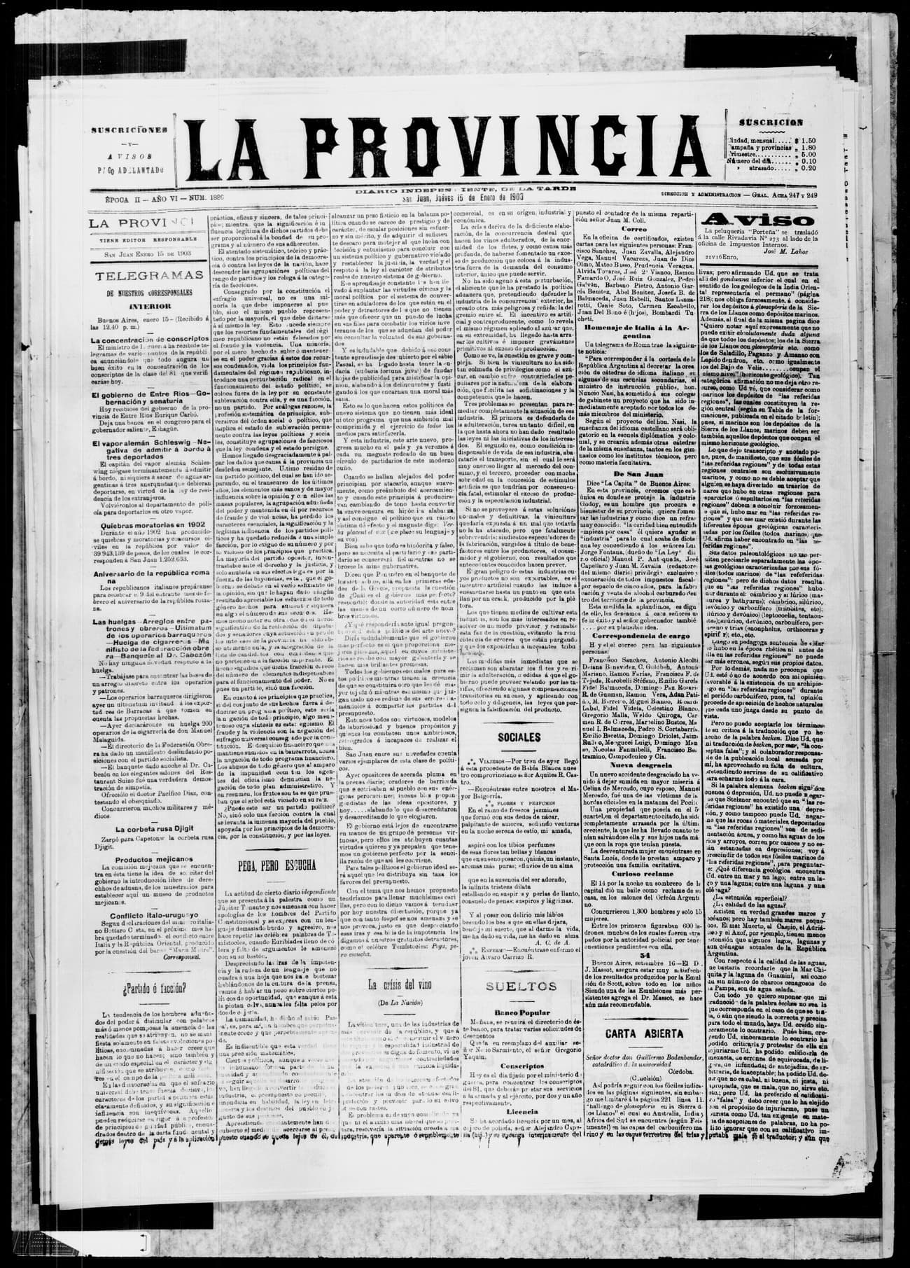 Portada · 15 de Enero de 1903