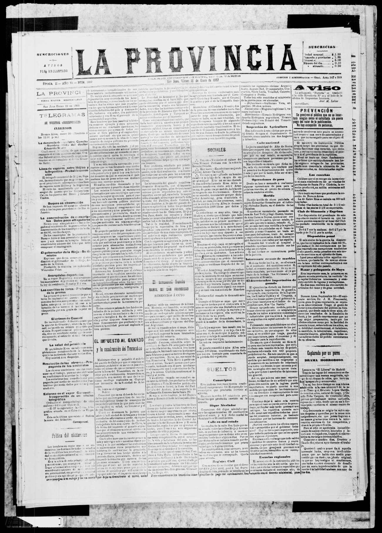 Portada · 16 de Enero de 1903