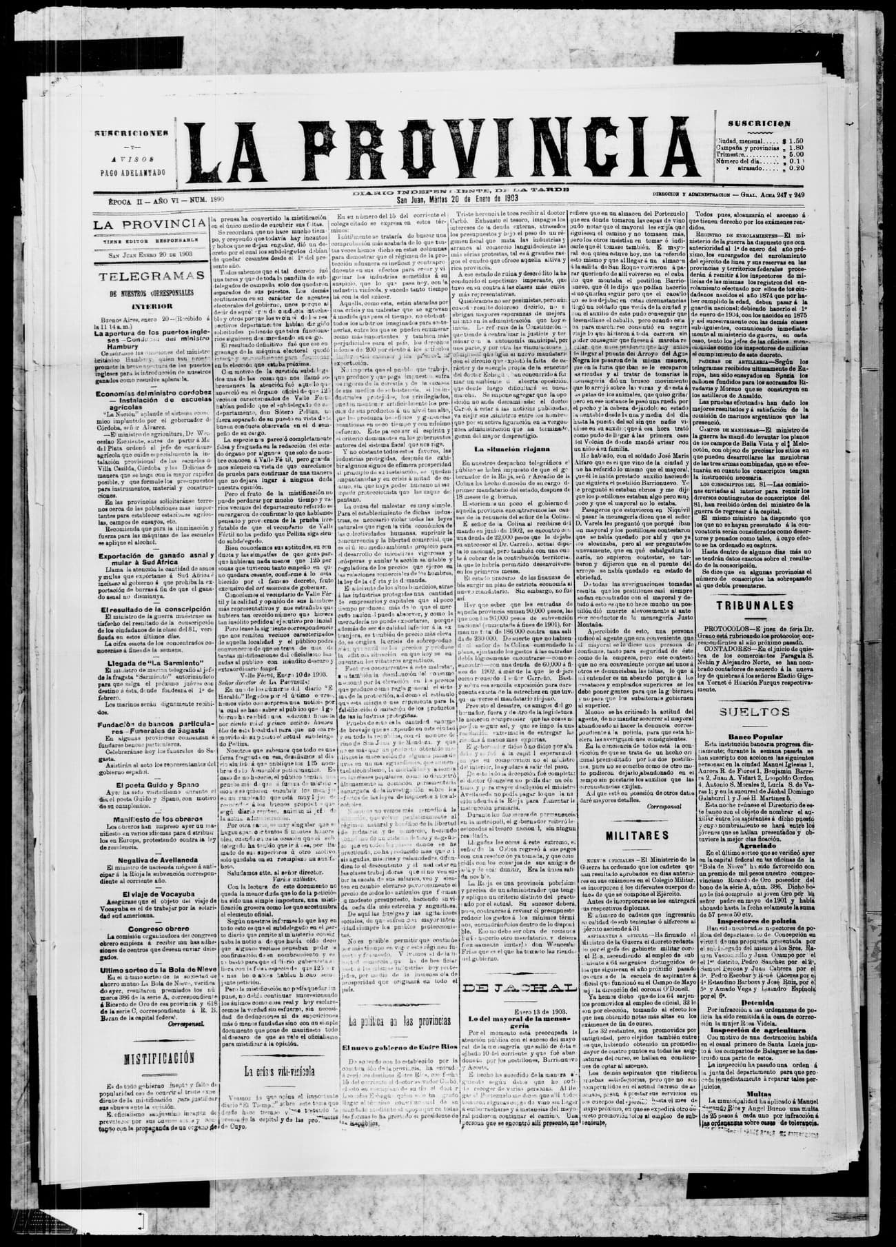 Portada · 20 de Enero de 1903