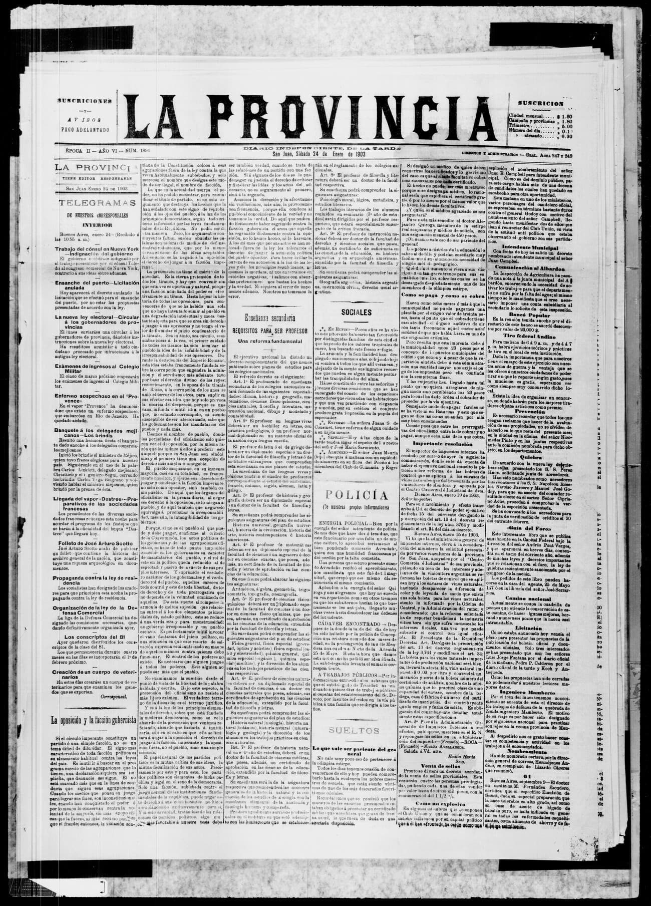 Portada · 24 de Enero de 1903