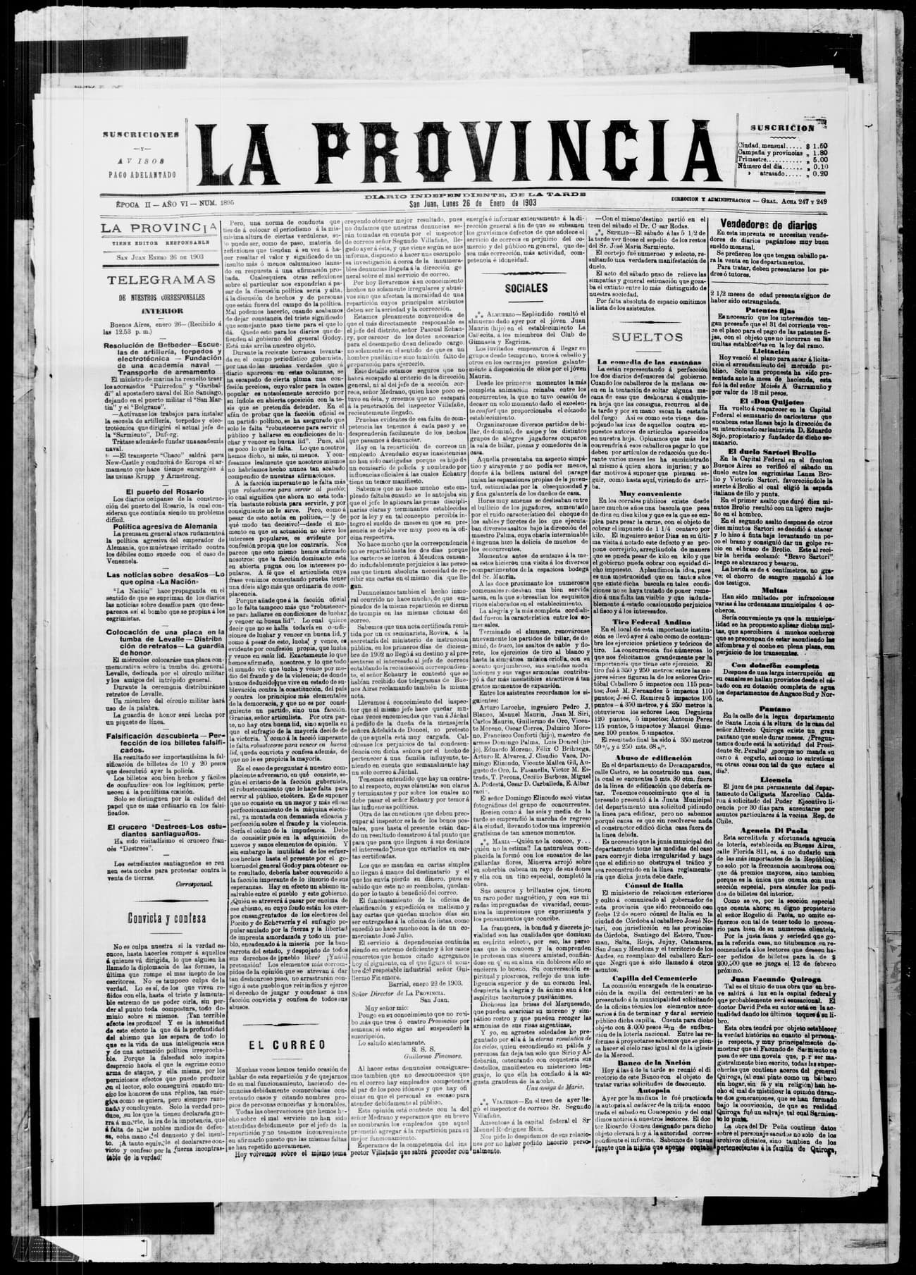 Portada · 26 de Enero de 1903