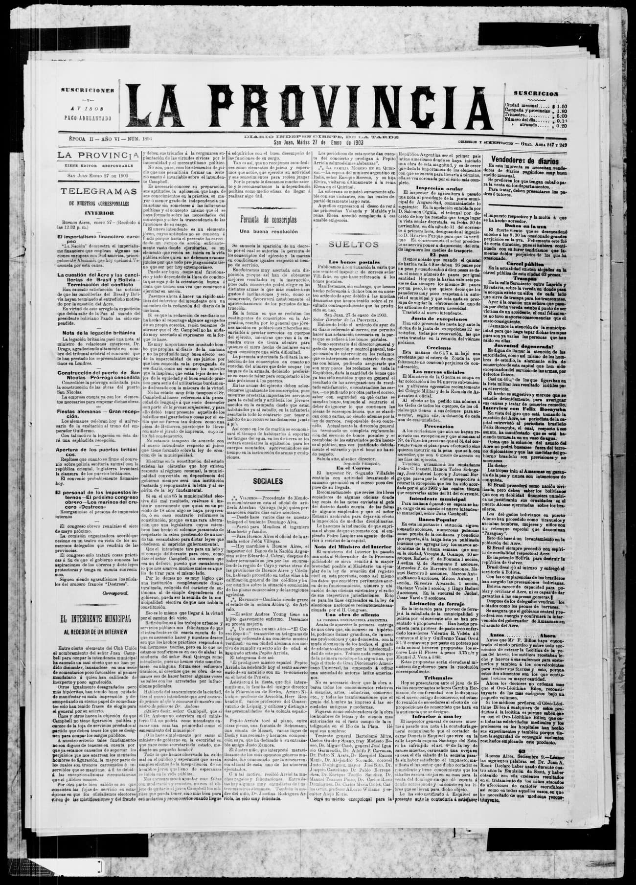 Portada · 27 de Enero de 1903