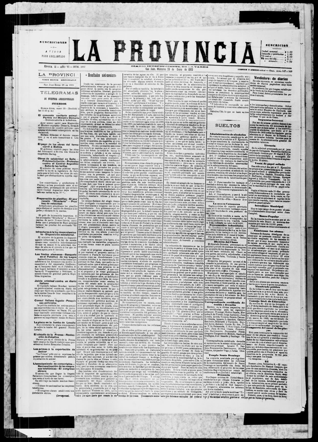Portada · 28 de Enero de 1903