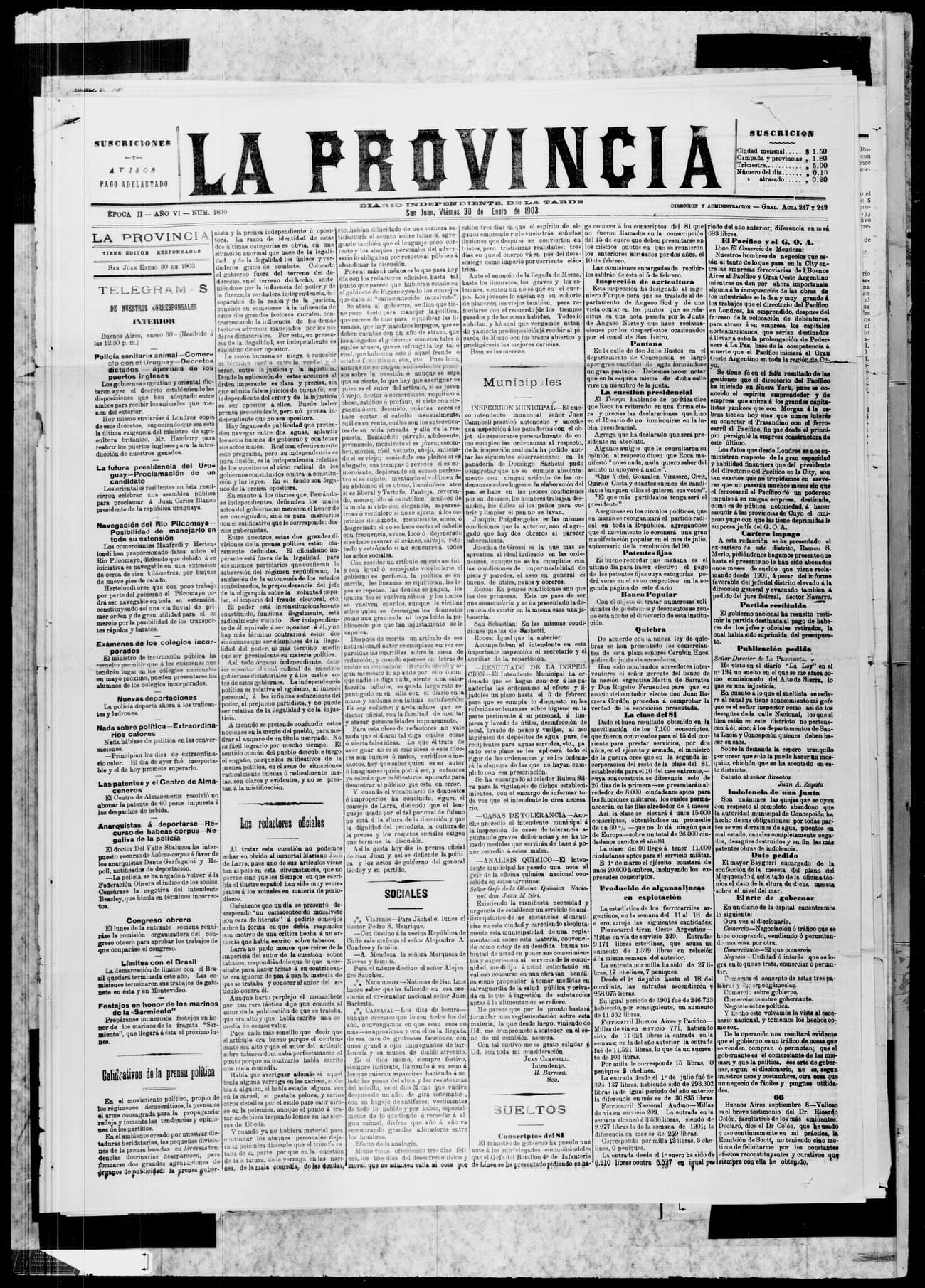 Portada · 30 de Enero de 1903