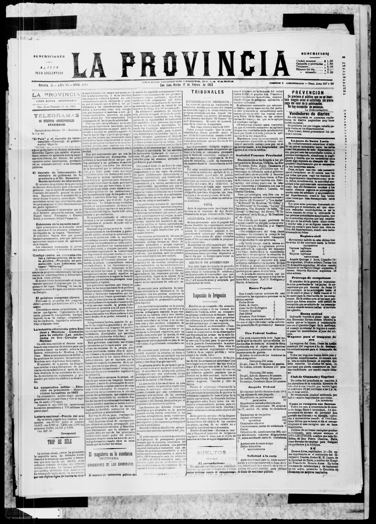 Portada · 17 de Febrero de 1903