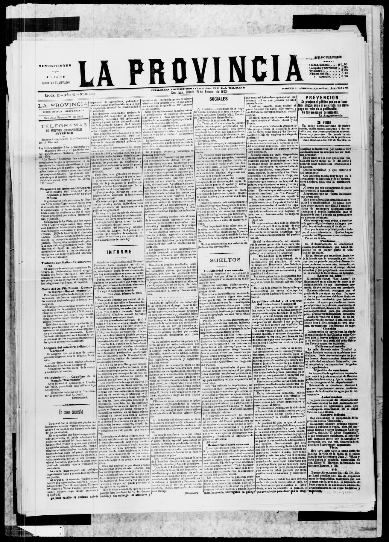 Portada · 21 de Febrero de 1903