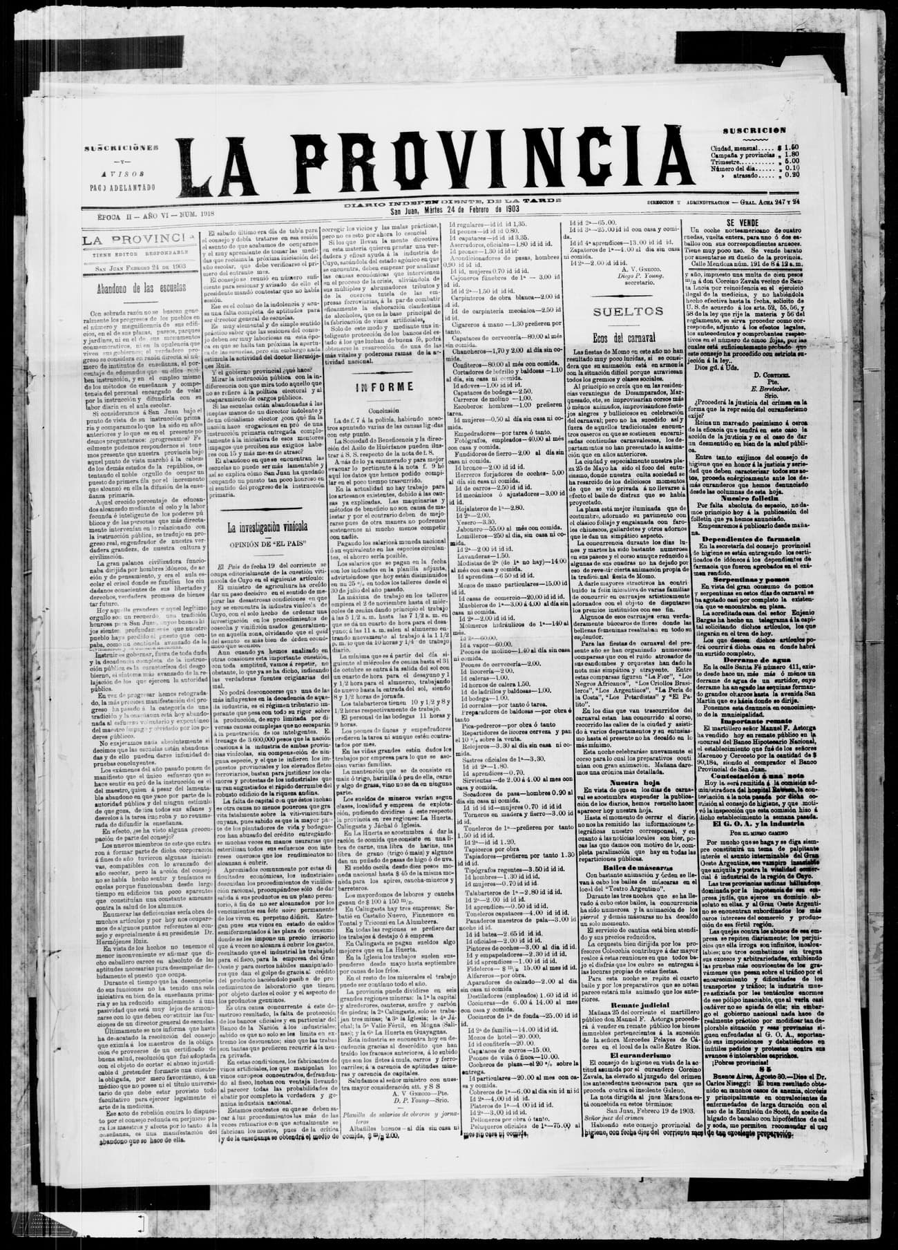 Portada · 24 de Febrero de 1903
