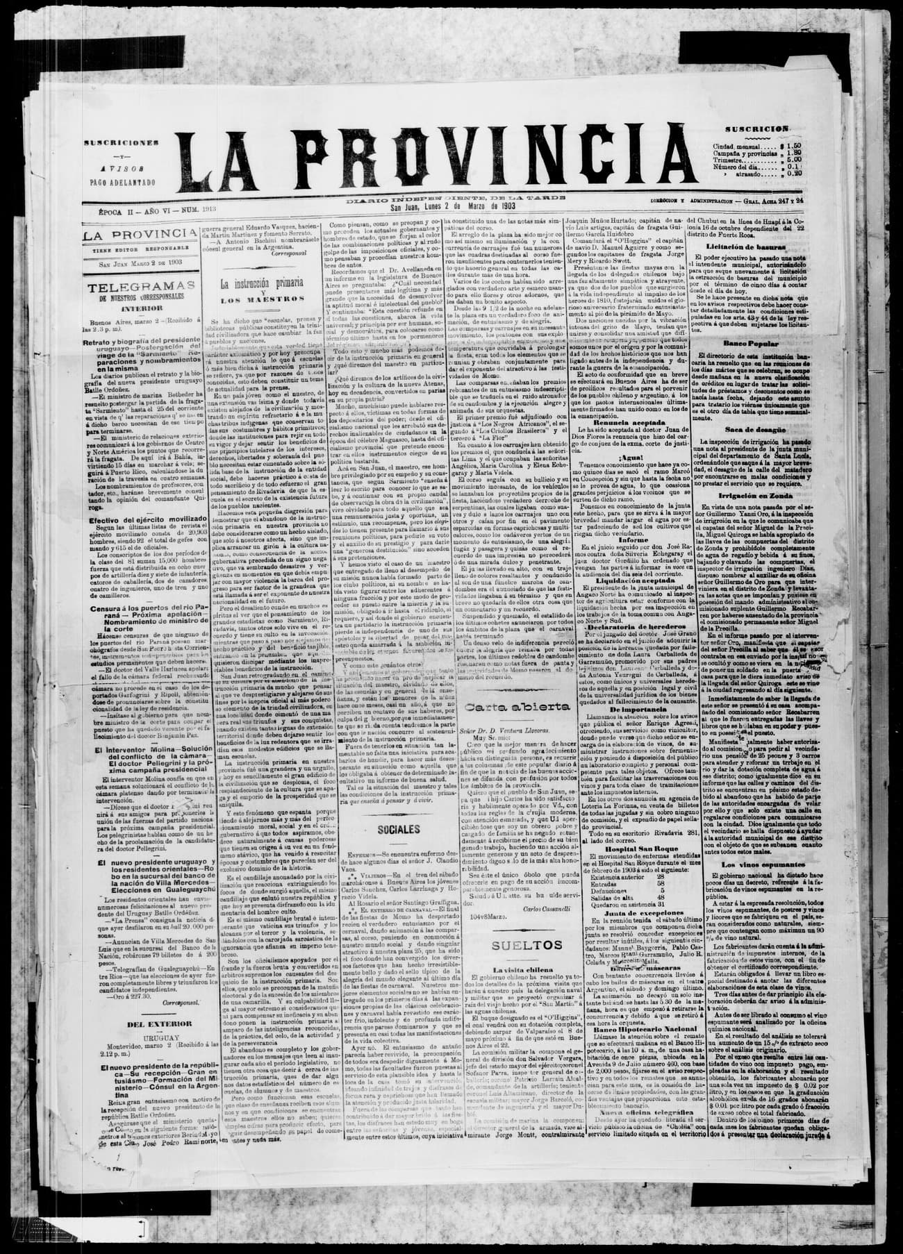 Portada · 2 de Marzo de 1903