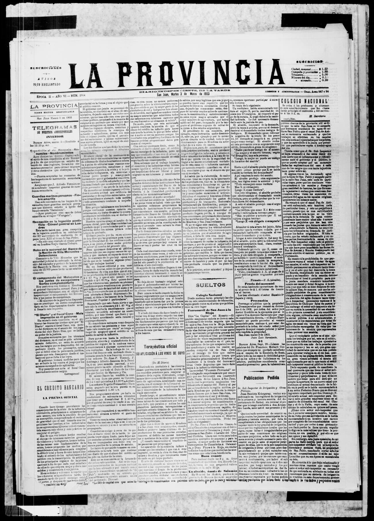 Portada · 3 de Marzo de 1903