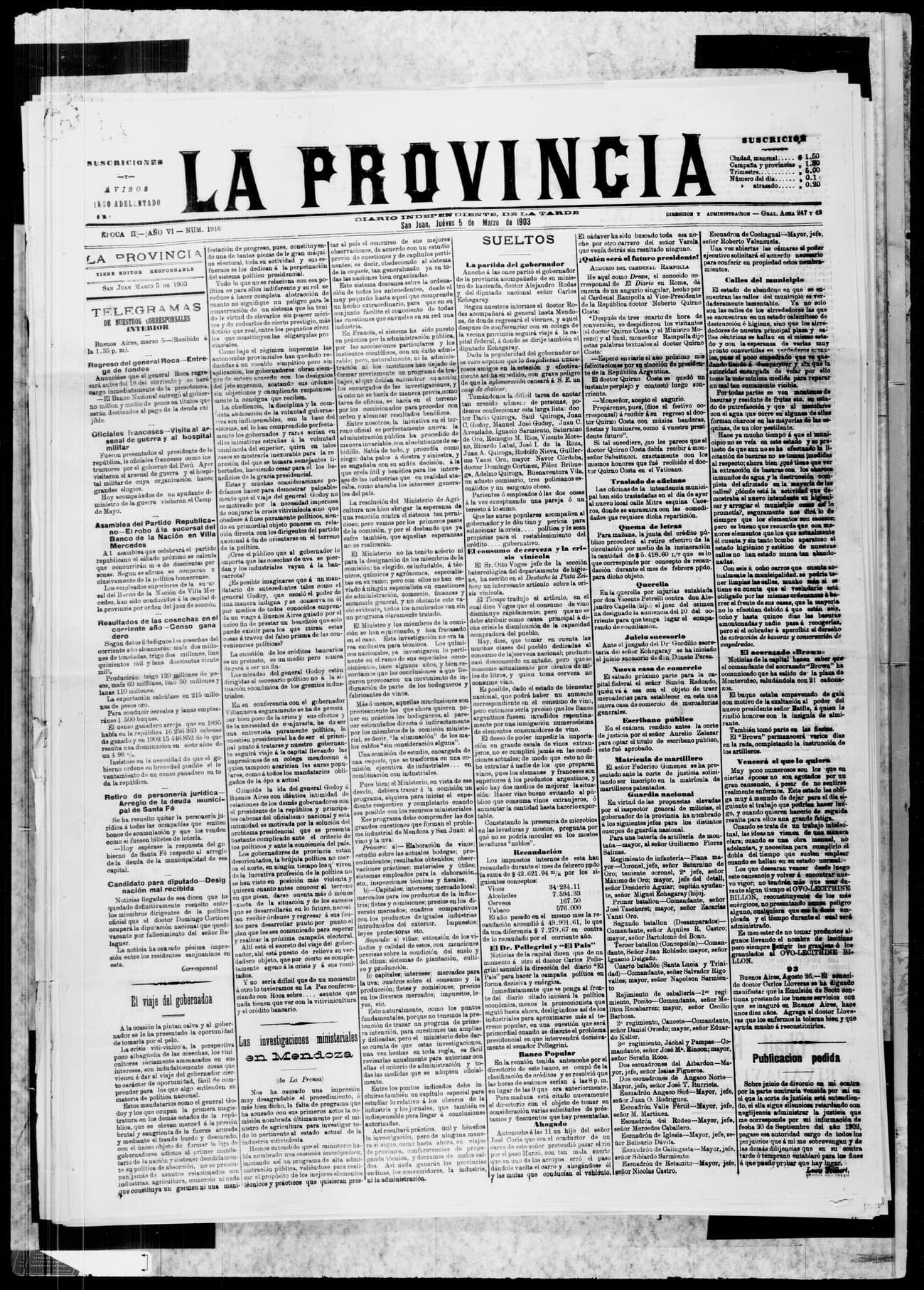 Portada · 5 de Marzo de 1903