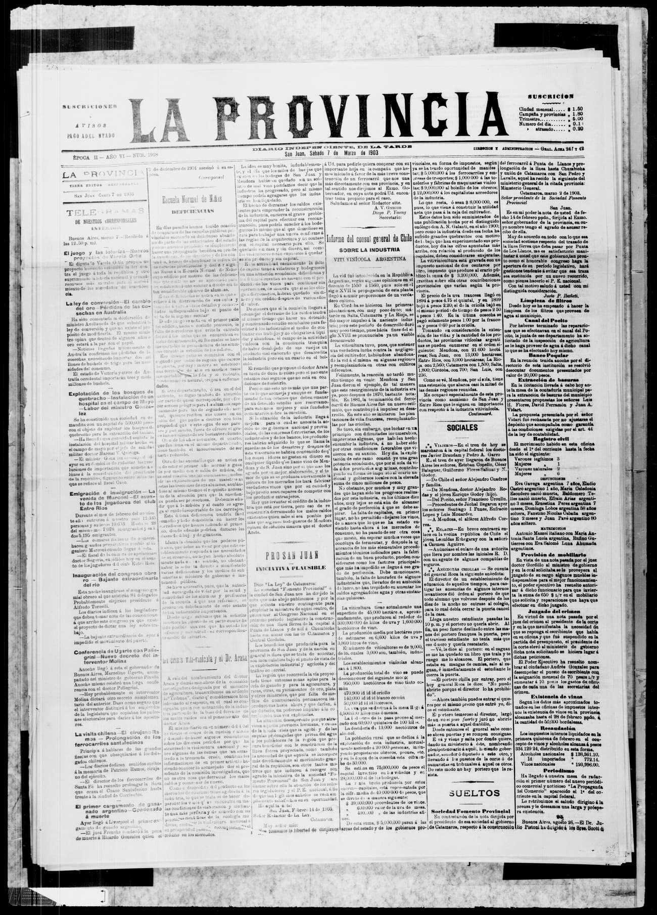 Portada · 7 de Marzo de 1903