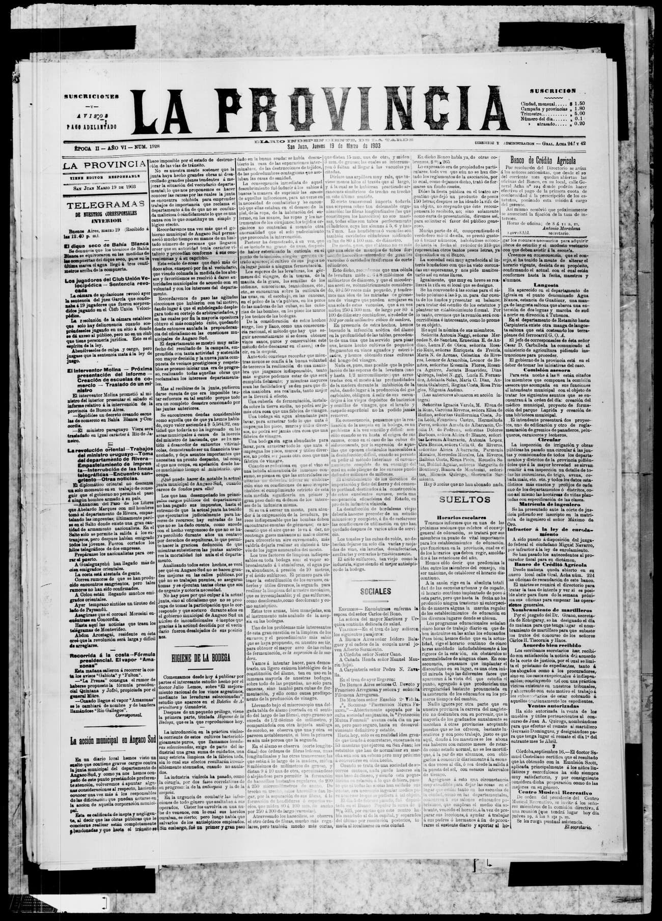 Portada · 19 de Marzo de 1903