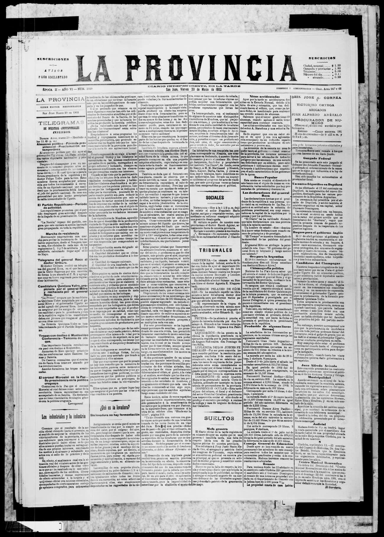 Portada · 20 de Marzo de 1903