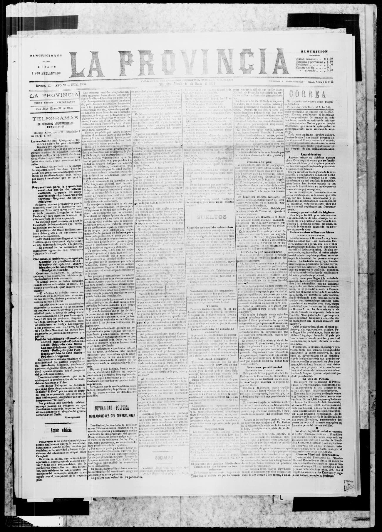 Portada · 21 de Marzo de 1903