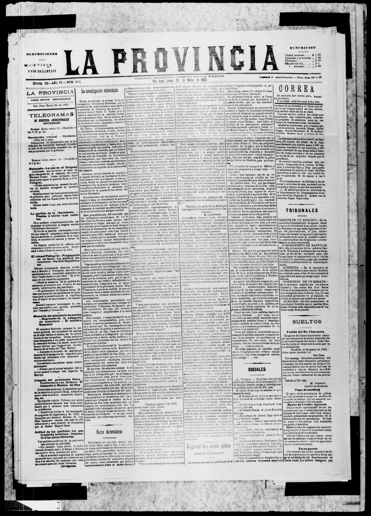 Portada · 23 de Marzo de 1903
