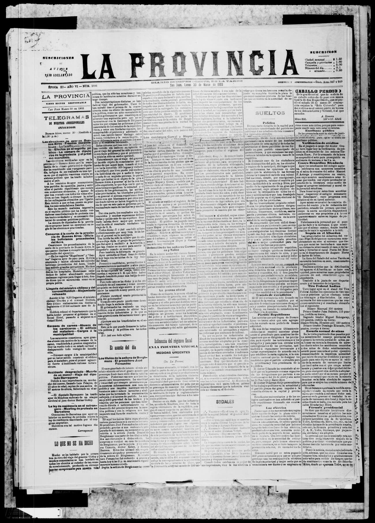 Portada · 30 de Marzo de 1903