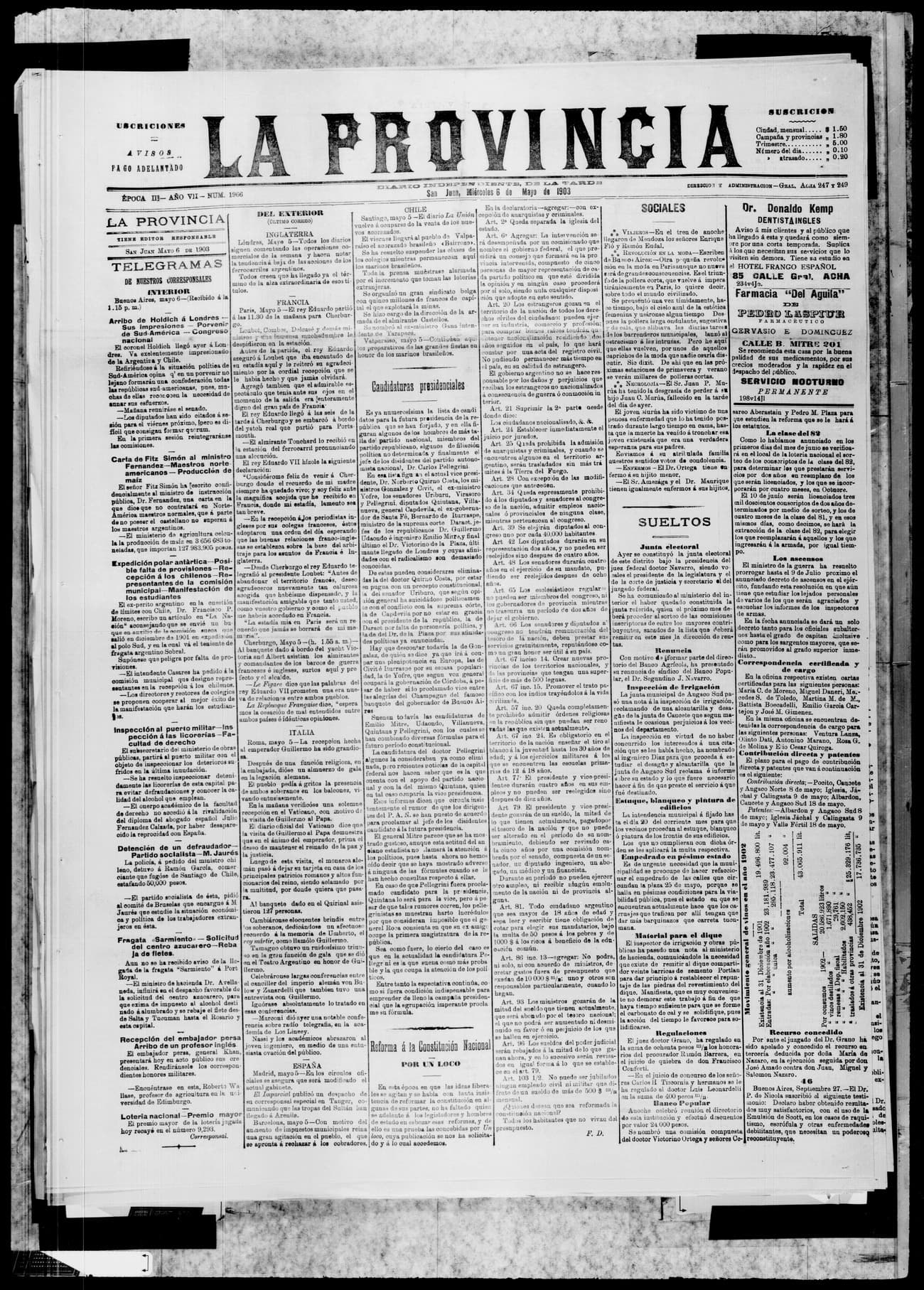 Portada · 6 de Mayo de 1903