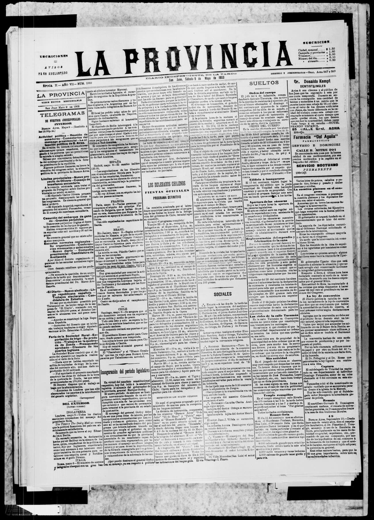 Portada · 9 de Mayo de 1903