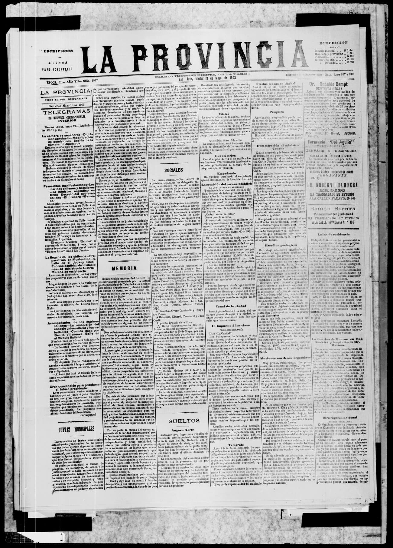 Portada · 19 de Mayo de 1903