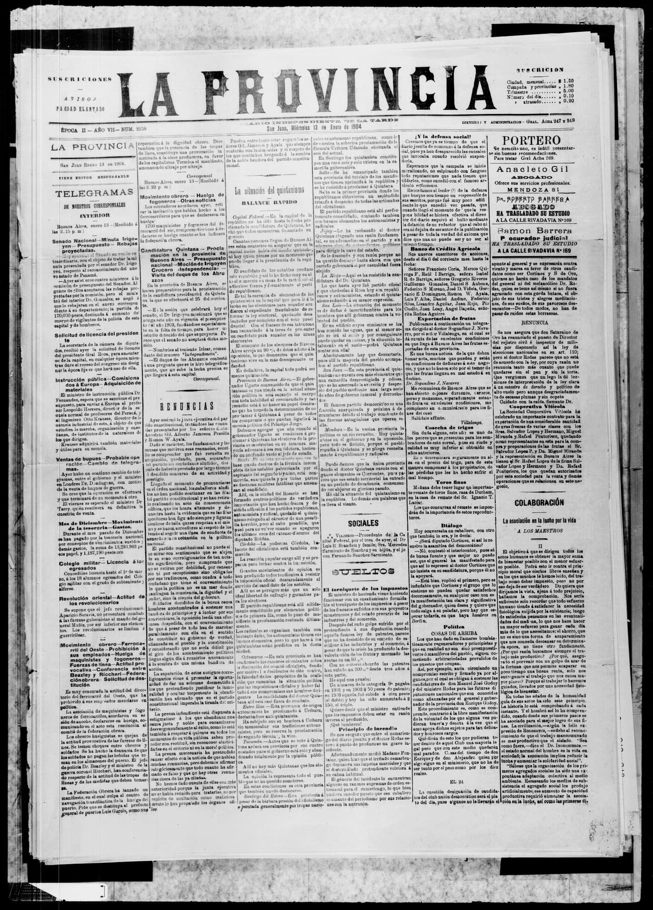 Portada · 13 de Enero de 1904