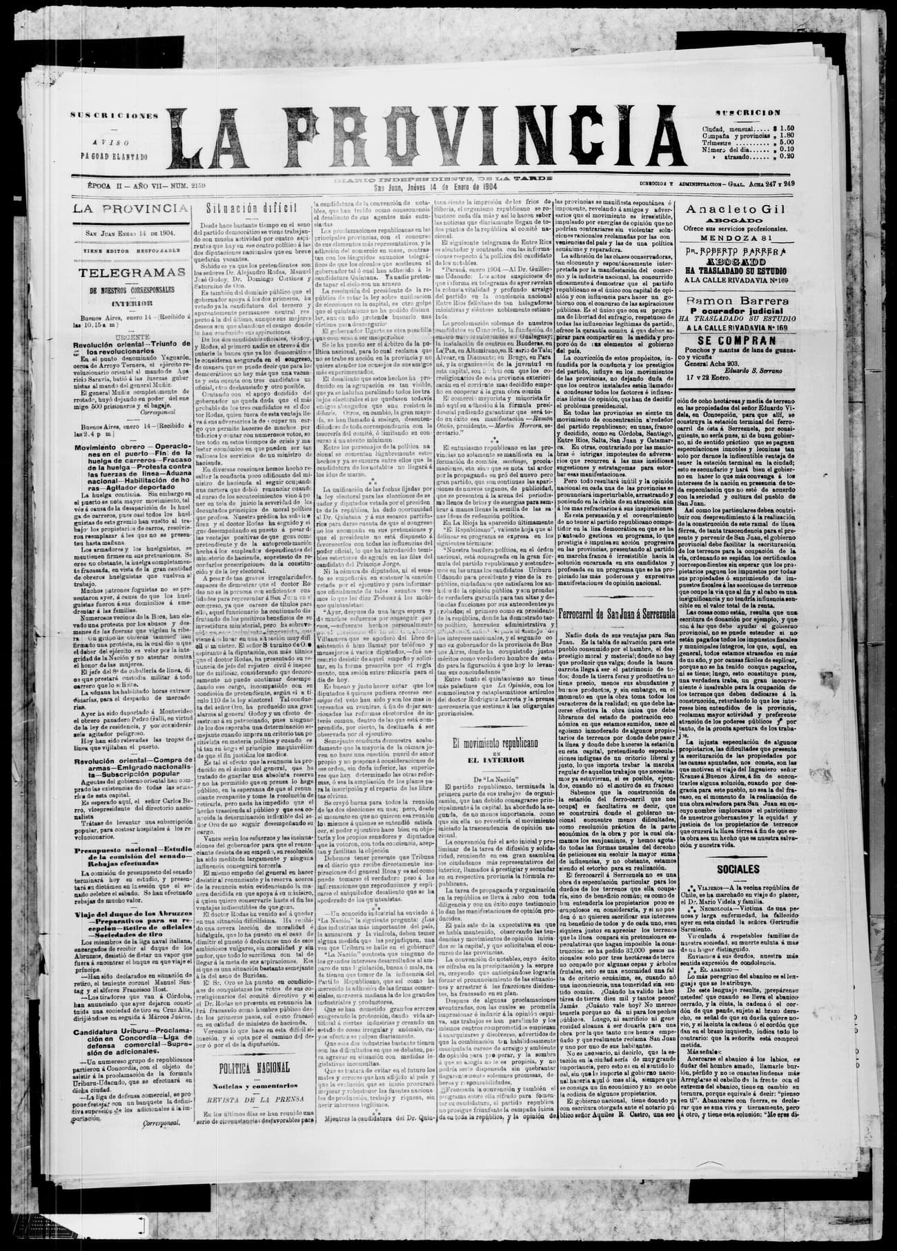 Portada · 14 de Enero de 1904