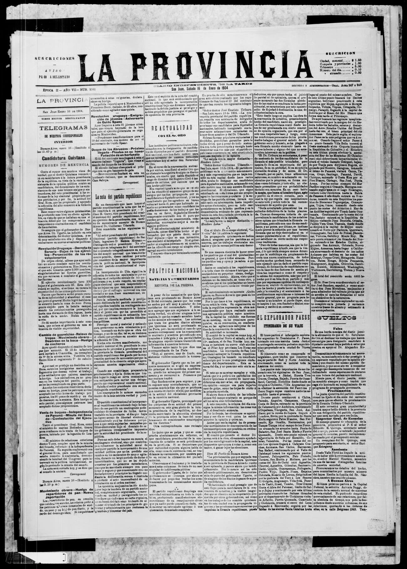 Portada · 16 de Enero de 1904
