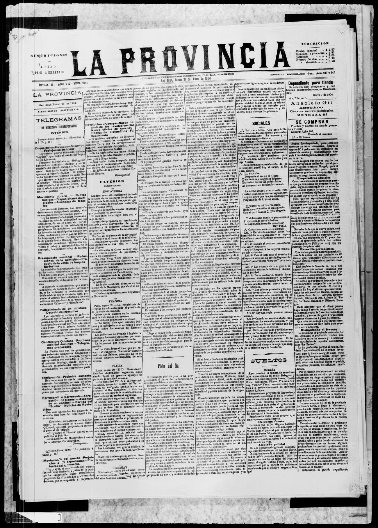Portada · 21 de Enero de 1904