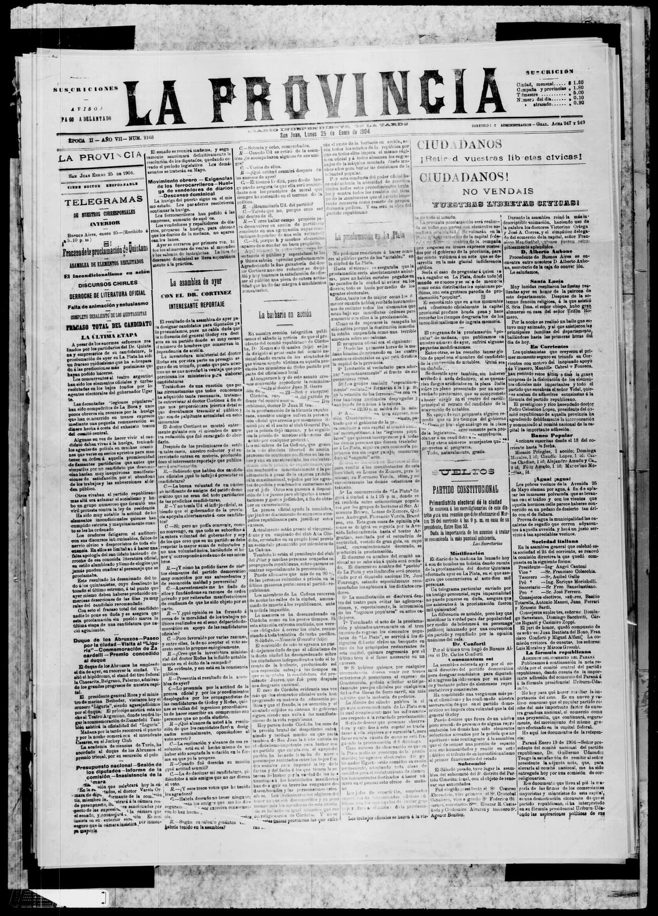 Portada · 25 de Enero de 1904