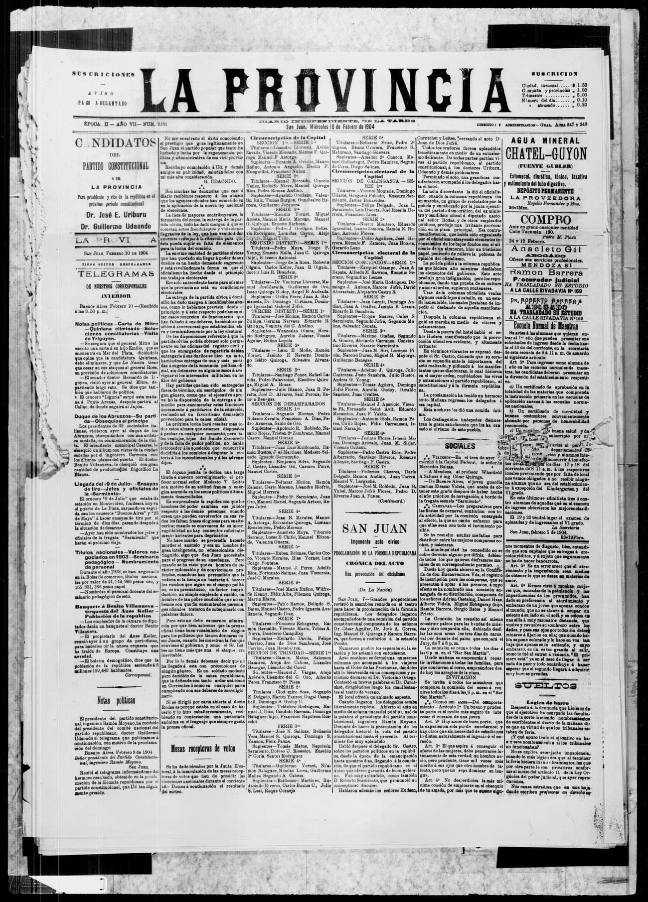 Portada · 10 de Febrero de 1904
