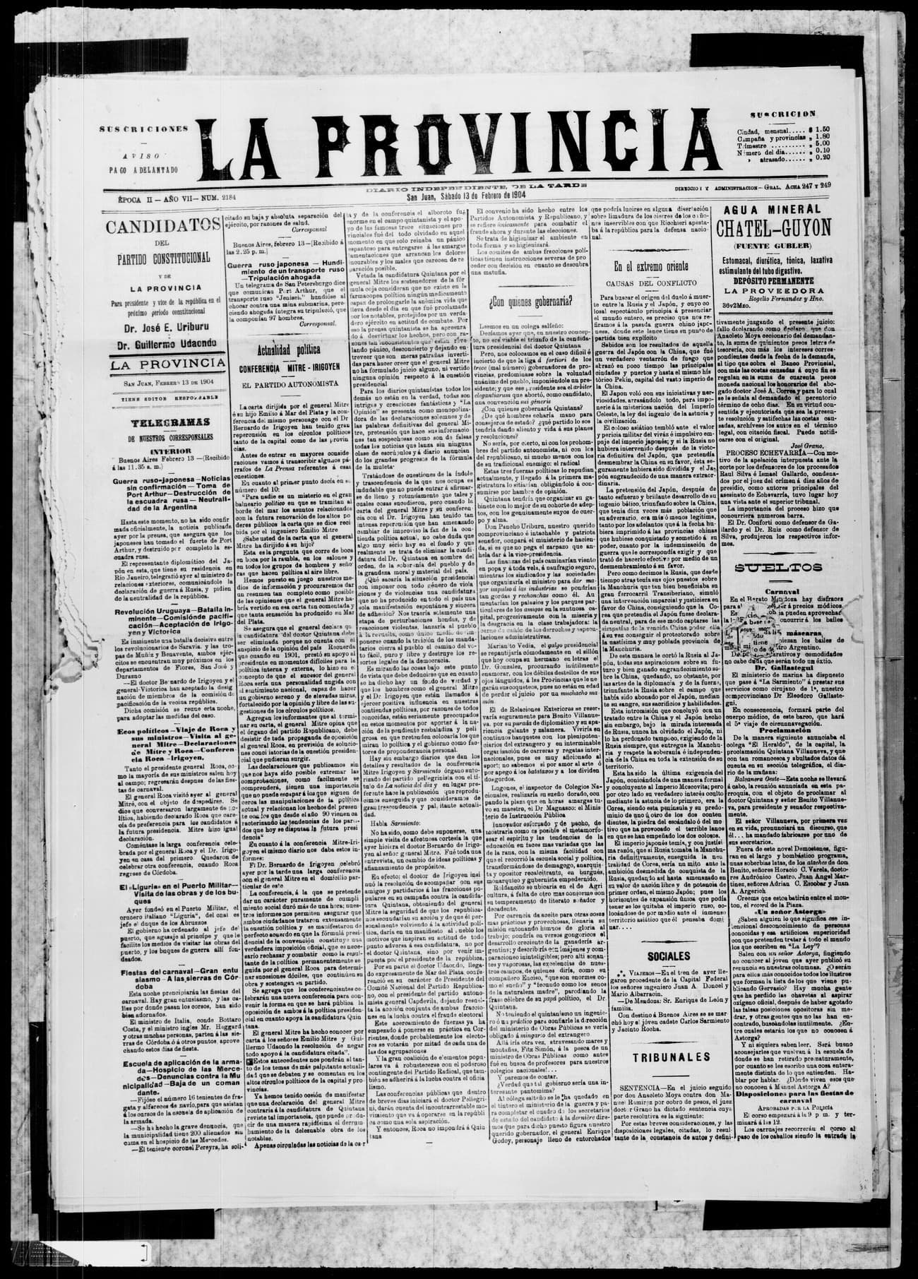 Portada · 13 de Febrero de 1904