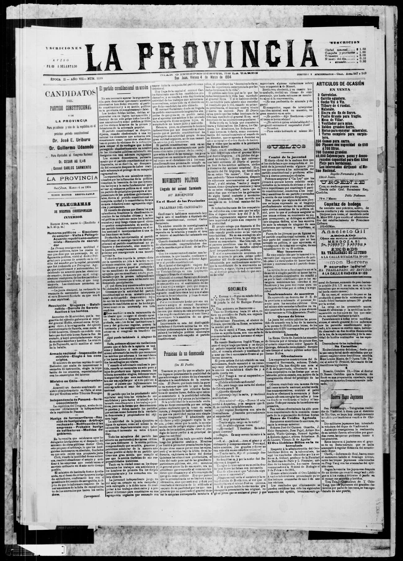 Portada · 4 de Marzo de 1904