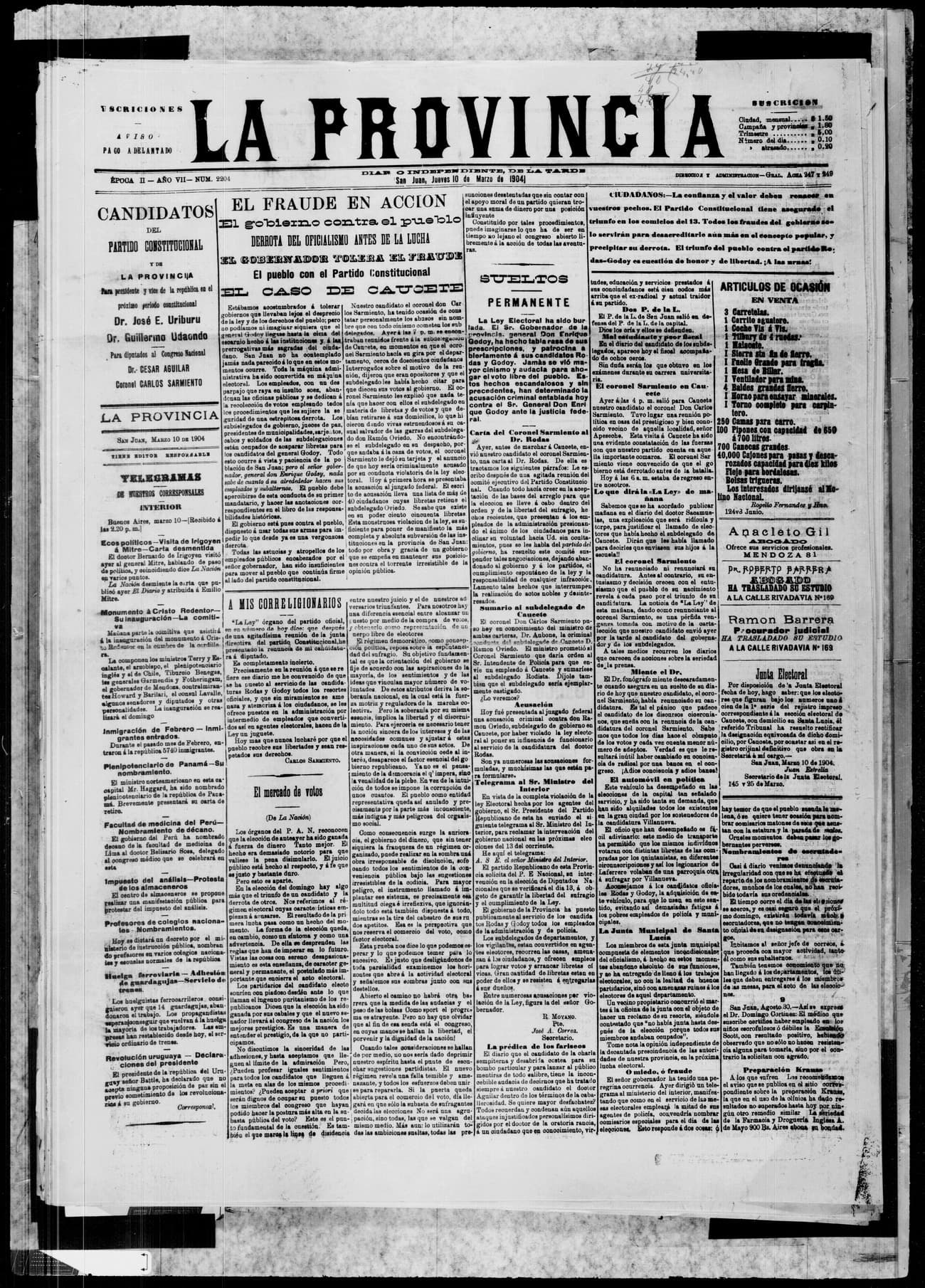 Portada · 10 de Marzo de 1904