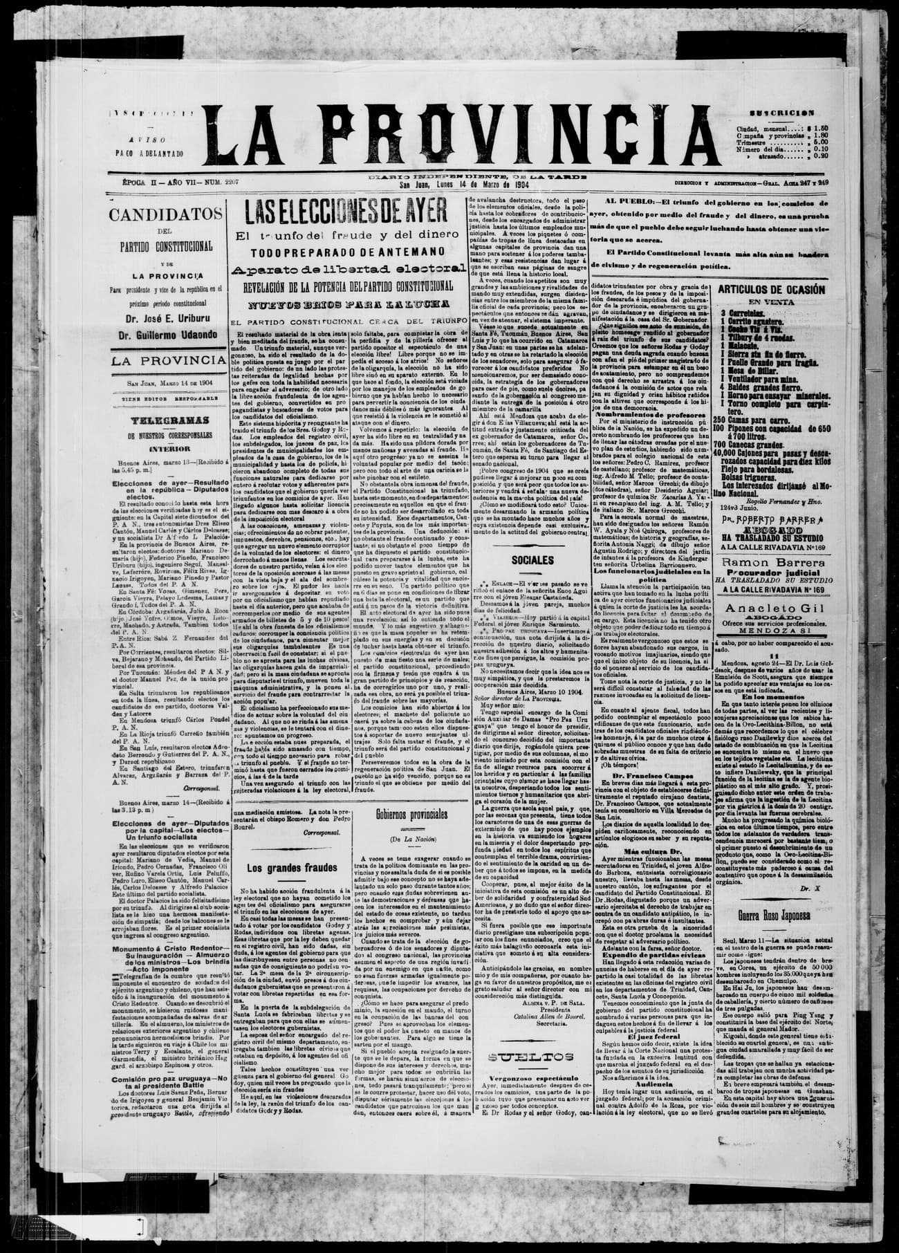 Portada · 14 de Marzo de 1904