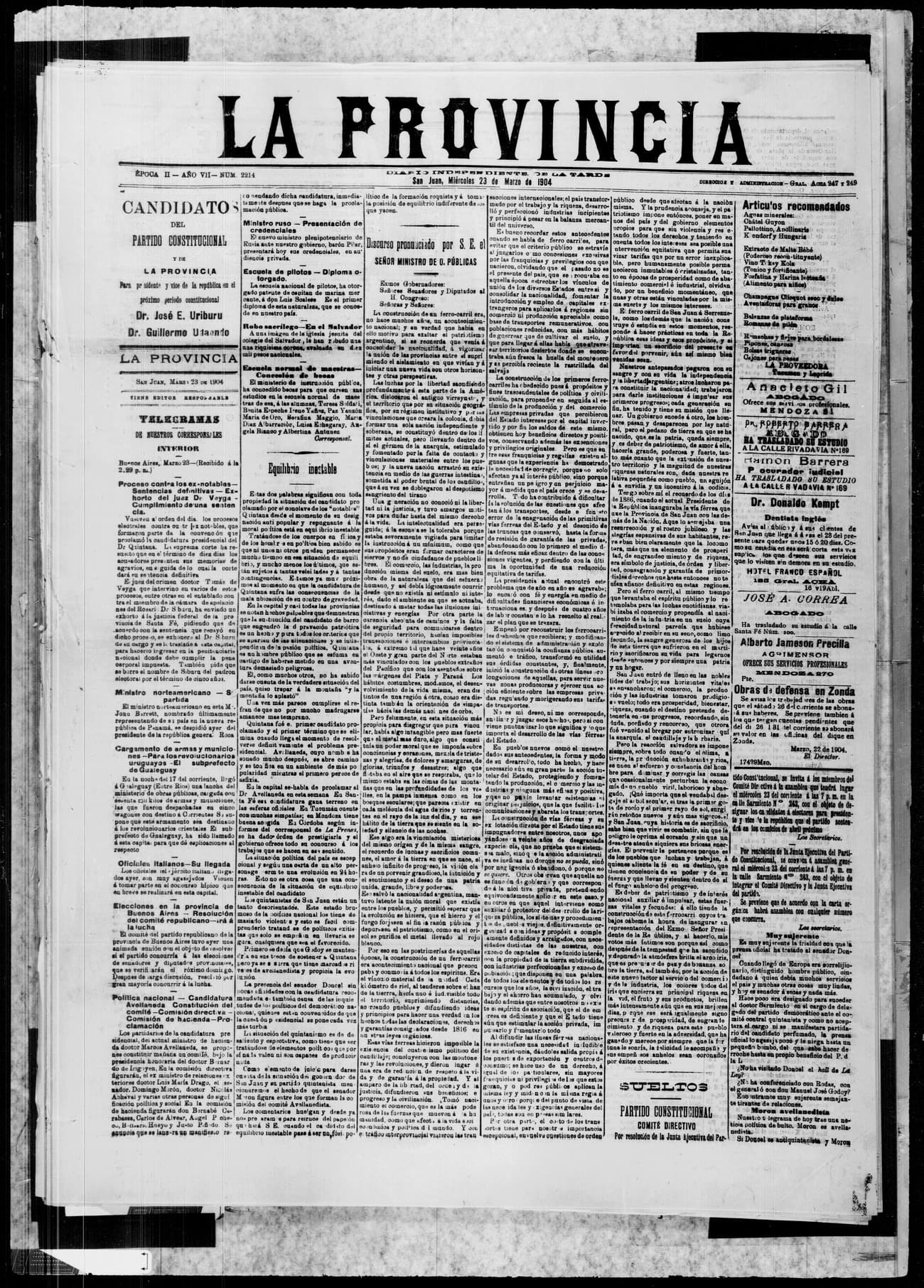 Portada · 23 de Marzo de 1904
