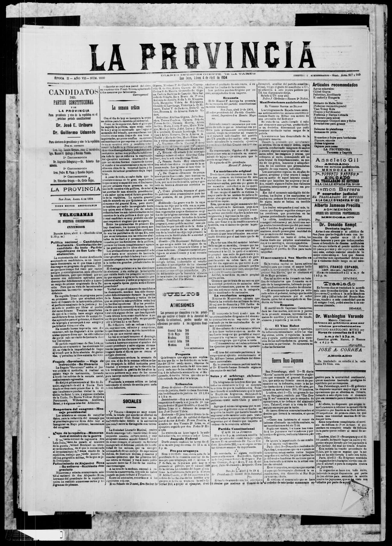 Portada · 4 de Abril de 1904