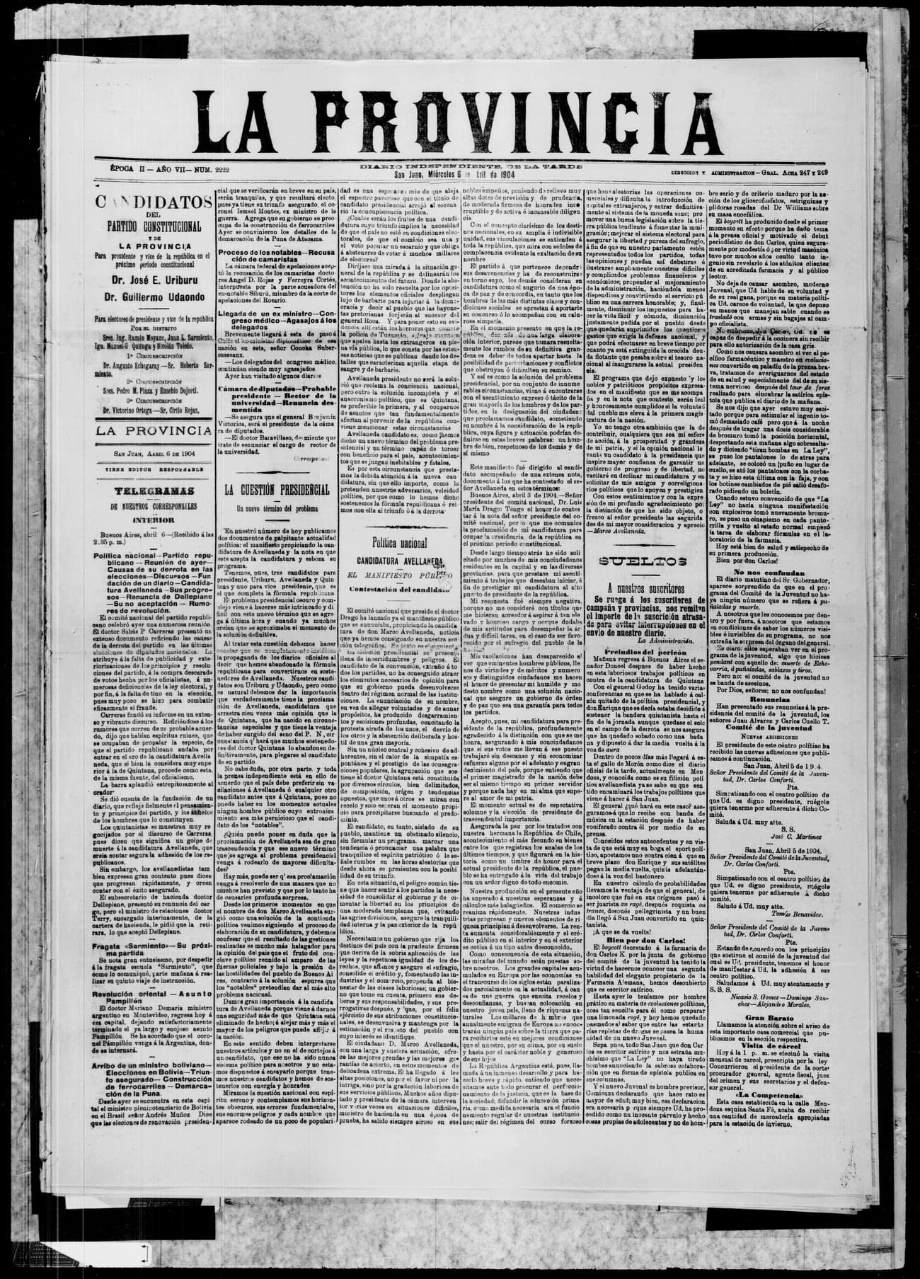 Portada · 6 de Abril de 1904